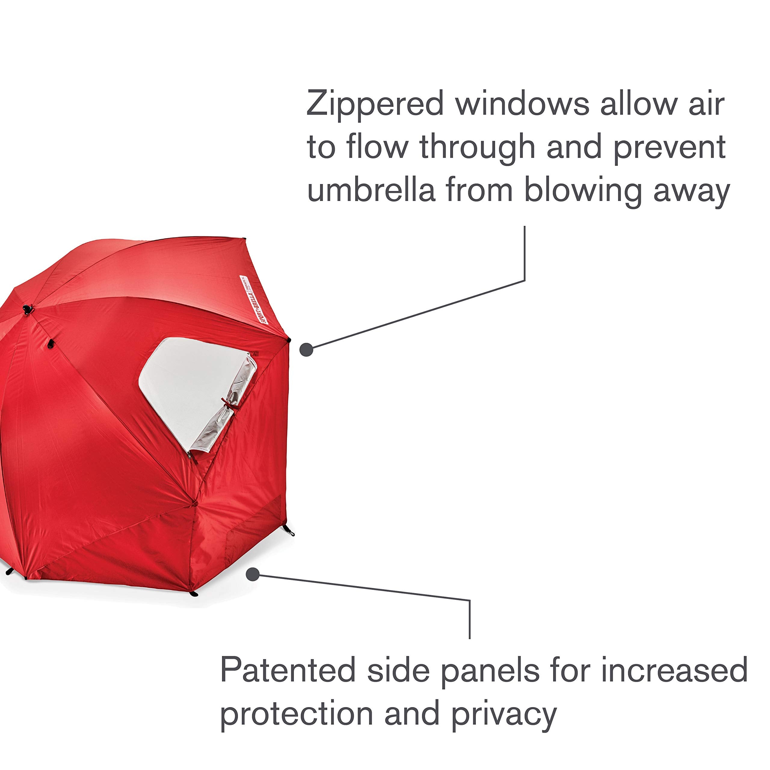 Sport-Brella Premiere UPF 50+ Umbrella Shelter for Sun and Rain Protection (8-Foot, Red)