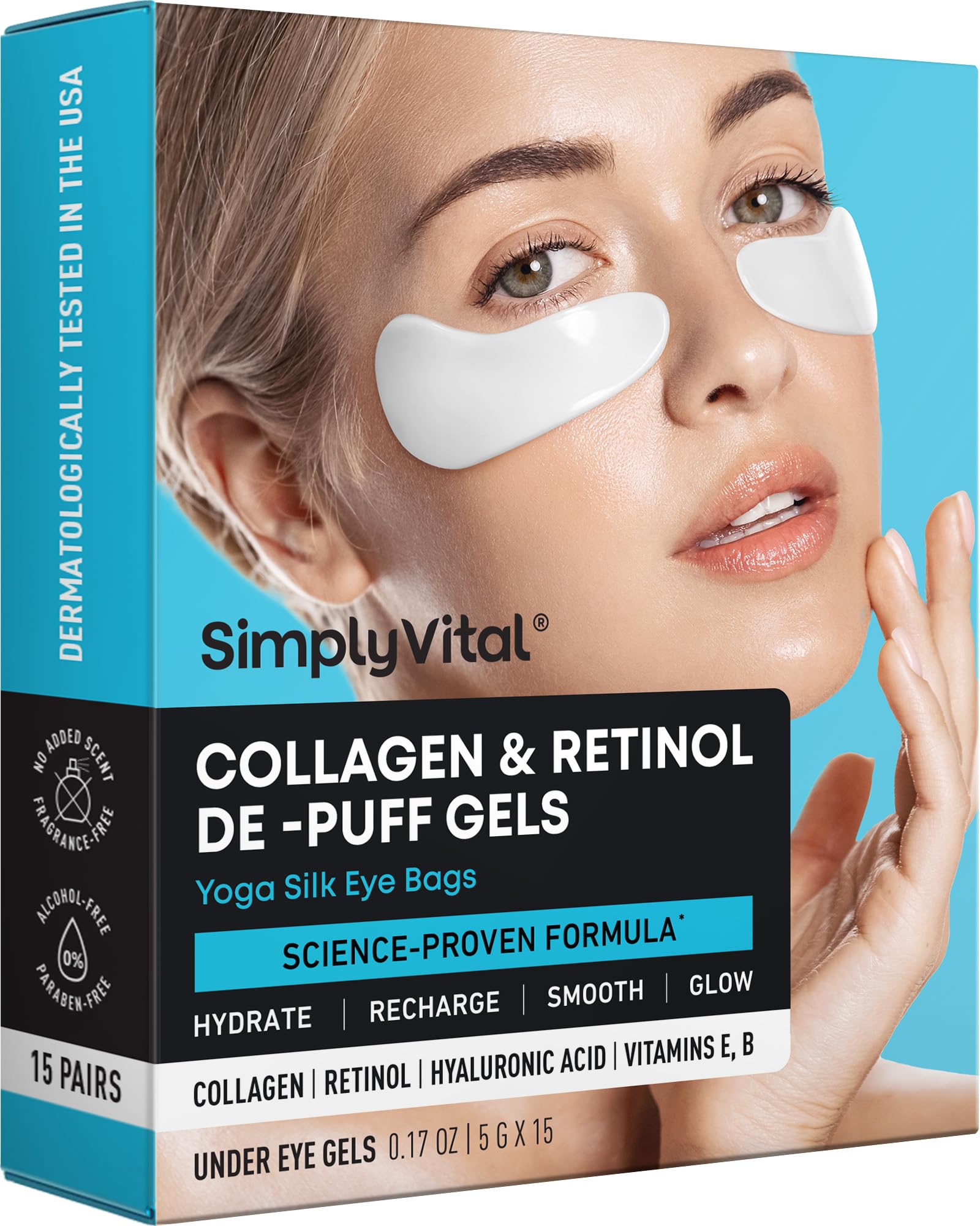 Under Eye Patches for Puffy Eyes and Dark Circles - Cooling Eye Masks for Women & Men with Collagen, Hyaluronic Acid & Retinol - Depuffing Undereye Mask Patches - Parches Para Ojeras - 15 Pairs