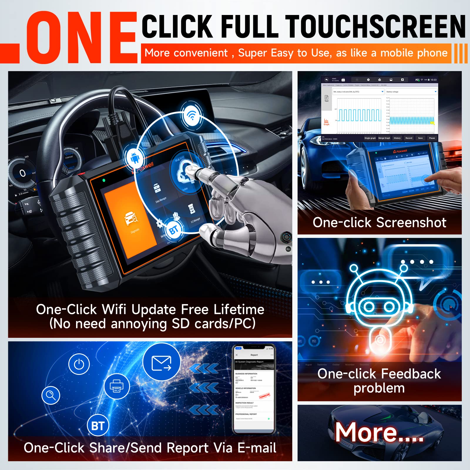 FOXWELL NT710 fit for BMW Diagnostic Scan Tool Full System OBD2 Bi-directional Scanner fit for BMW Mini Code Reader, Battery Registration, Lifitime Free WiFi Update, ECU Coding Injector All Reset ABS