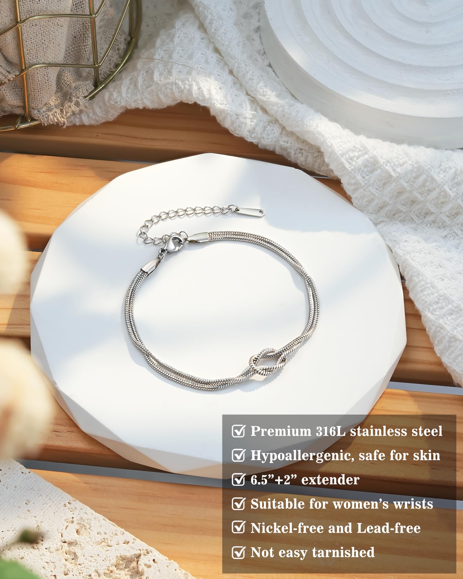 Tarsus Friendship Gifts for Women, Friendship Bracelets Love Knot Best Friend Birthday Christmas Valentines Galentines Mothers Day Jewelry Gifts for Women Friends Bff Bestie