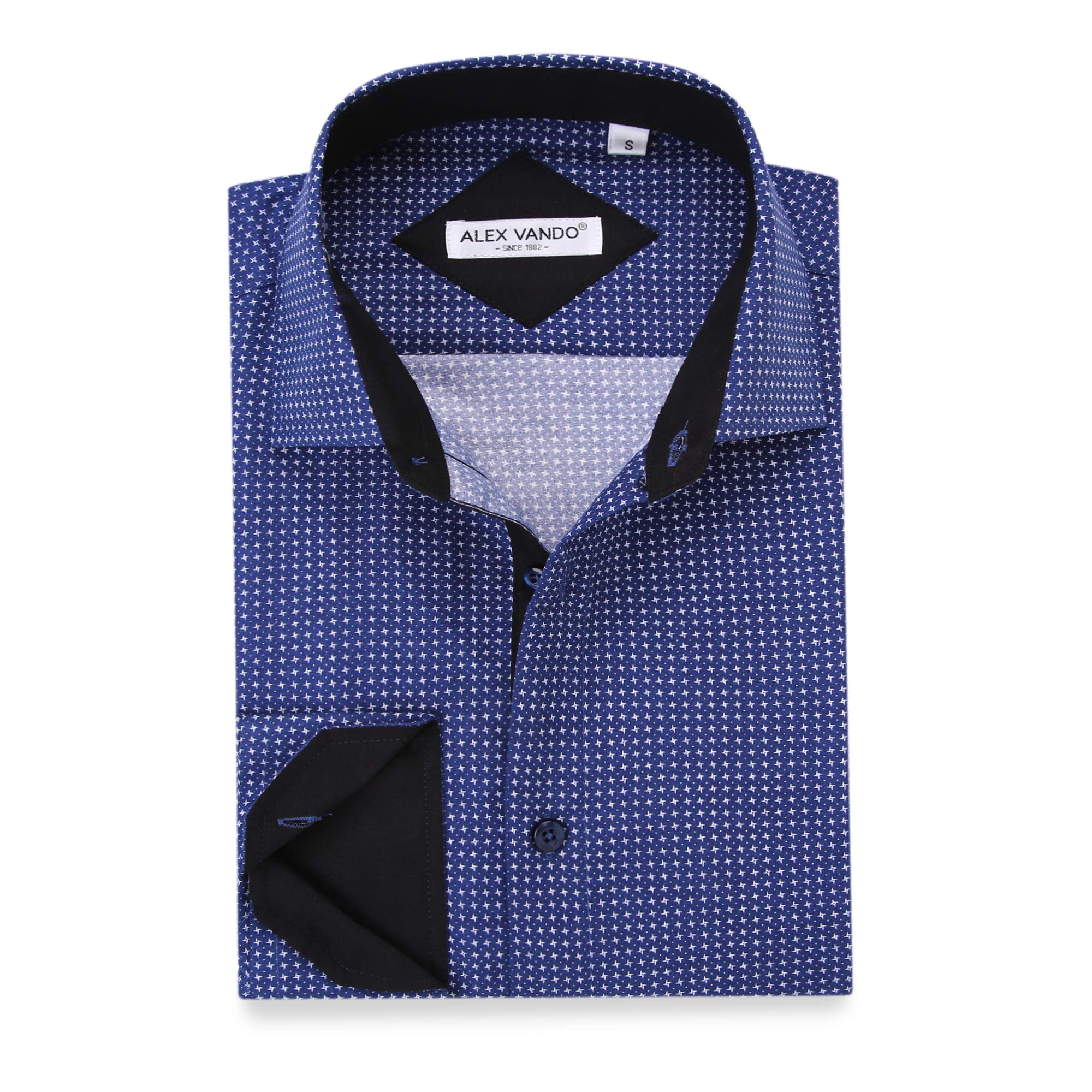 Alex Vando Mens Printed Dress Shirts Regular Fit Long Sleeve Button Down Shirt,Blue879,L