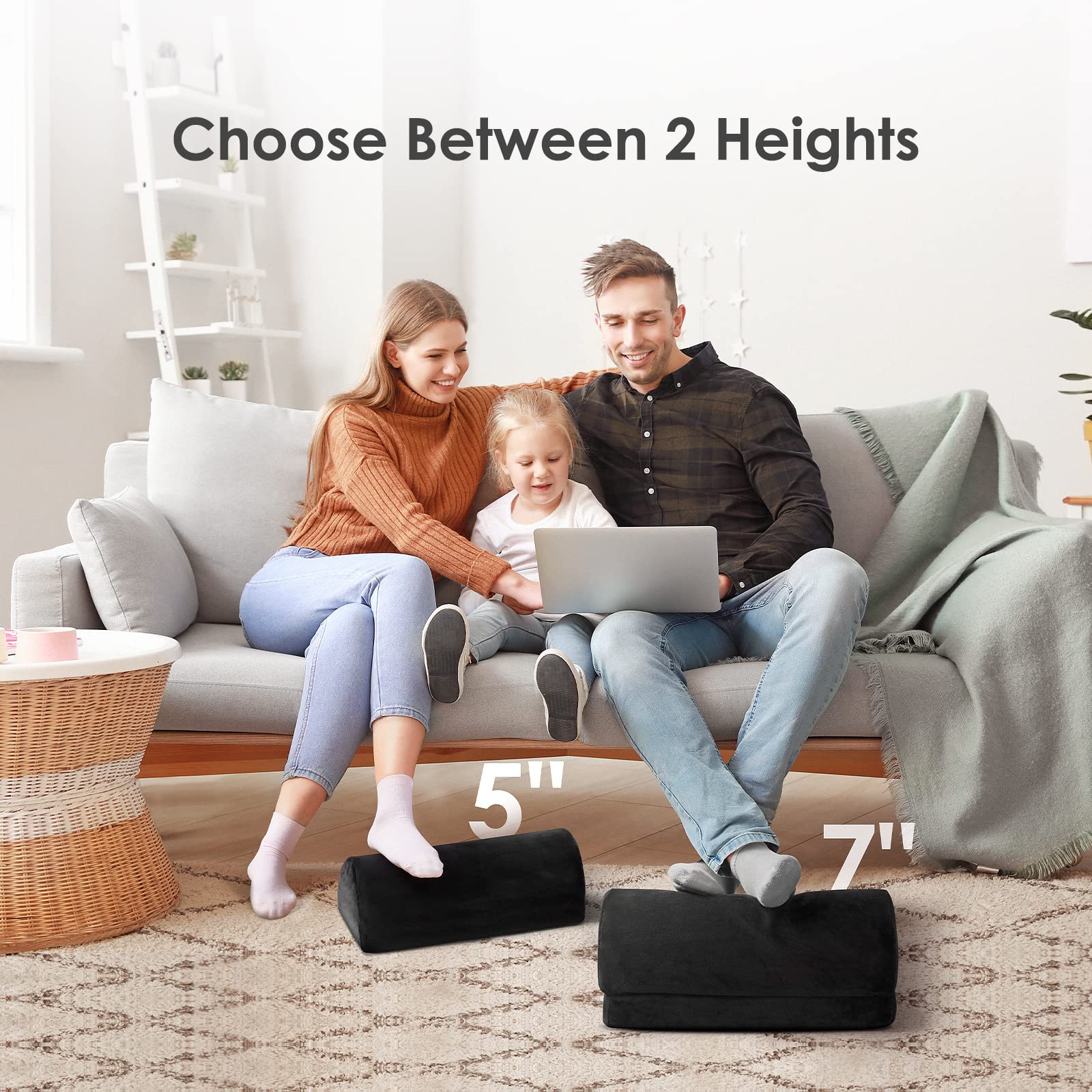 AMERIERGO Foot Rest for Under Desk at Work, Under Desk Footrest with Ergonomic Memory Foam, Foot Stool for Office Gaming Computer Desk Foot Rest with 2 Adjustable Heights and Breathable Washable Cover