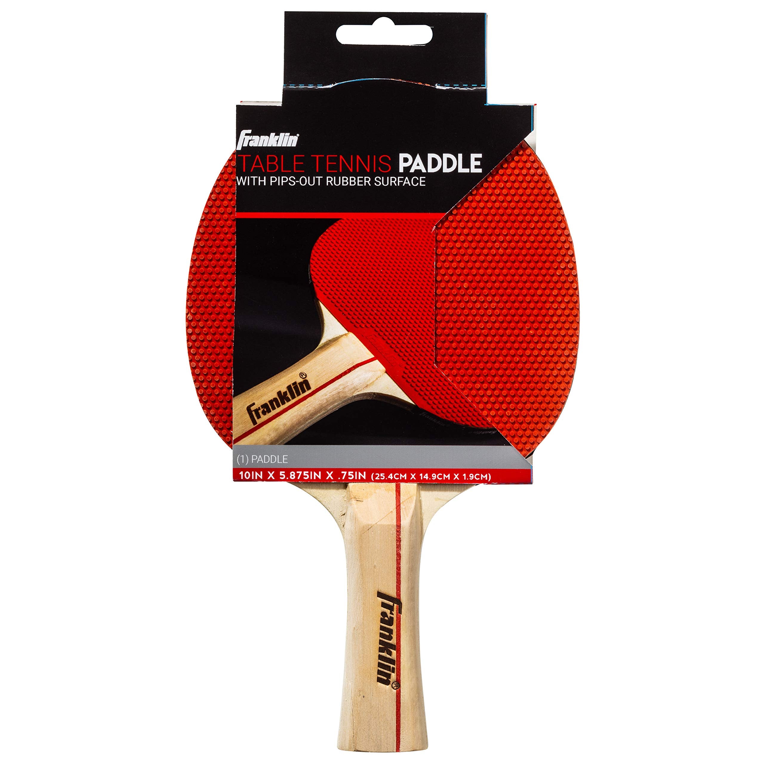 Franklin Sports Ping Pong Paddle - Regulator Table Tennis Racket - Wooden Pro Style Paddle with Rubber Surface - Red + Black