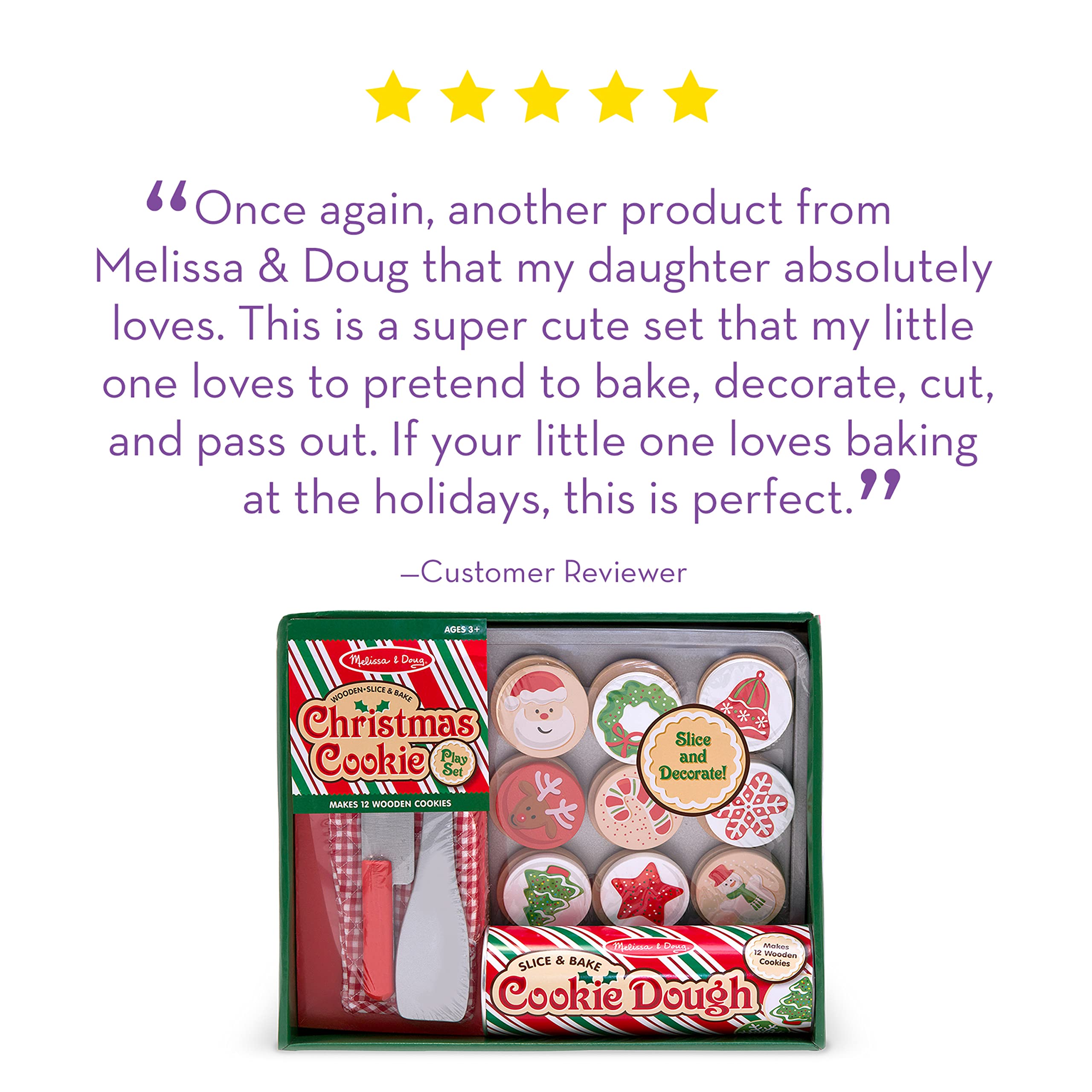 Melissa & Doug Slice and Bake Wooden Christmas Cookie Play Food Set