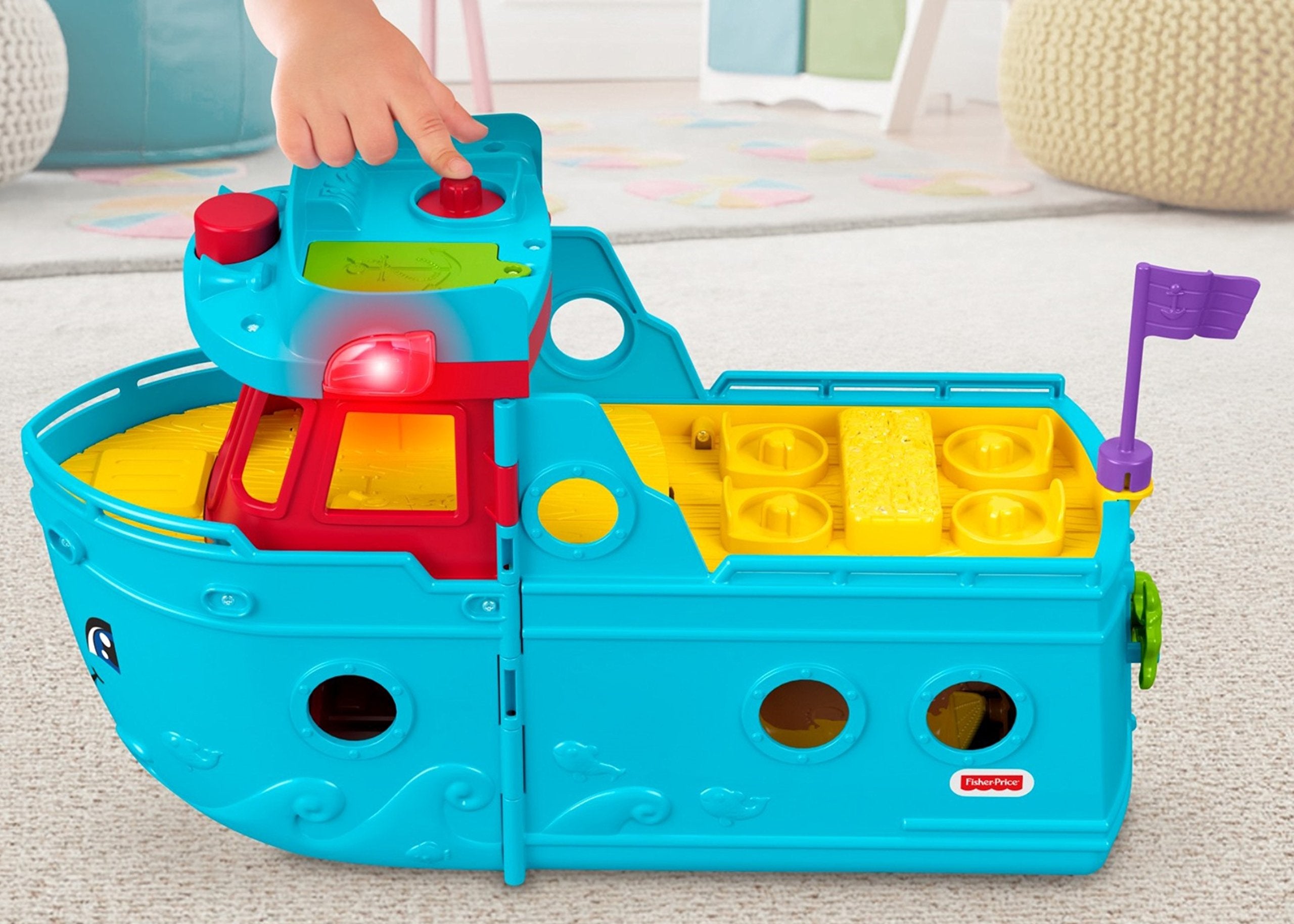 Fisher-Price Little People Toddler Toy Travel Together Friend Ship Musical Playset with 2 Figures for Pretend Play Kids Ages 1+ Years