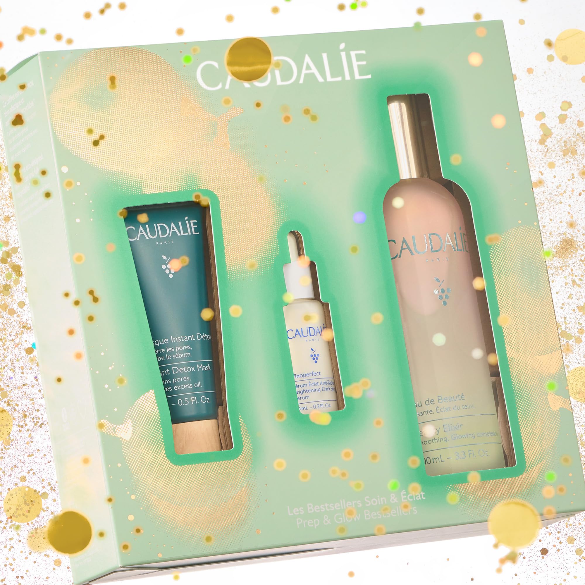 Caudalie Prep & Glow Best-Sellers Skin Care Set - Full-Size Beauty Elixir + FREE Instant Detox Mask 15ml + FREE Vinoperfect Radiance Serum 10ml ($85 Value)