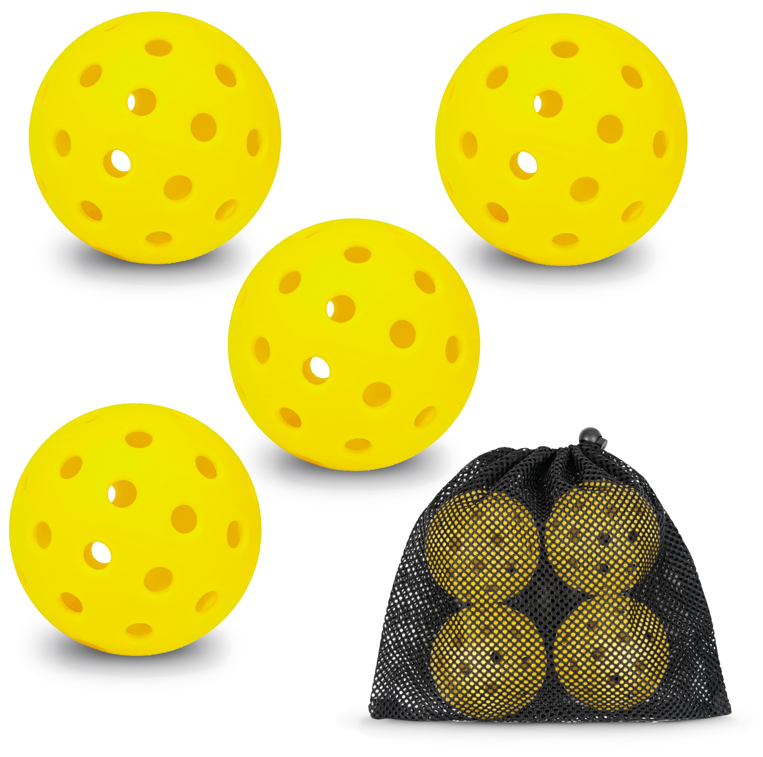 JAYA Pickleball Balls, 40 Holes Pickle Ball for Outdoor Play, 4 Pack Pickle Balls Set, Yellow