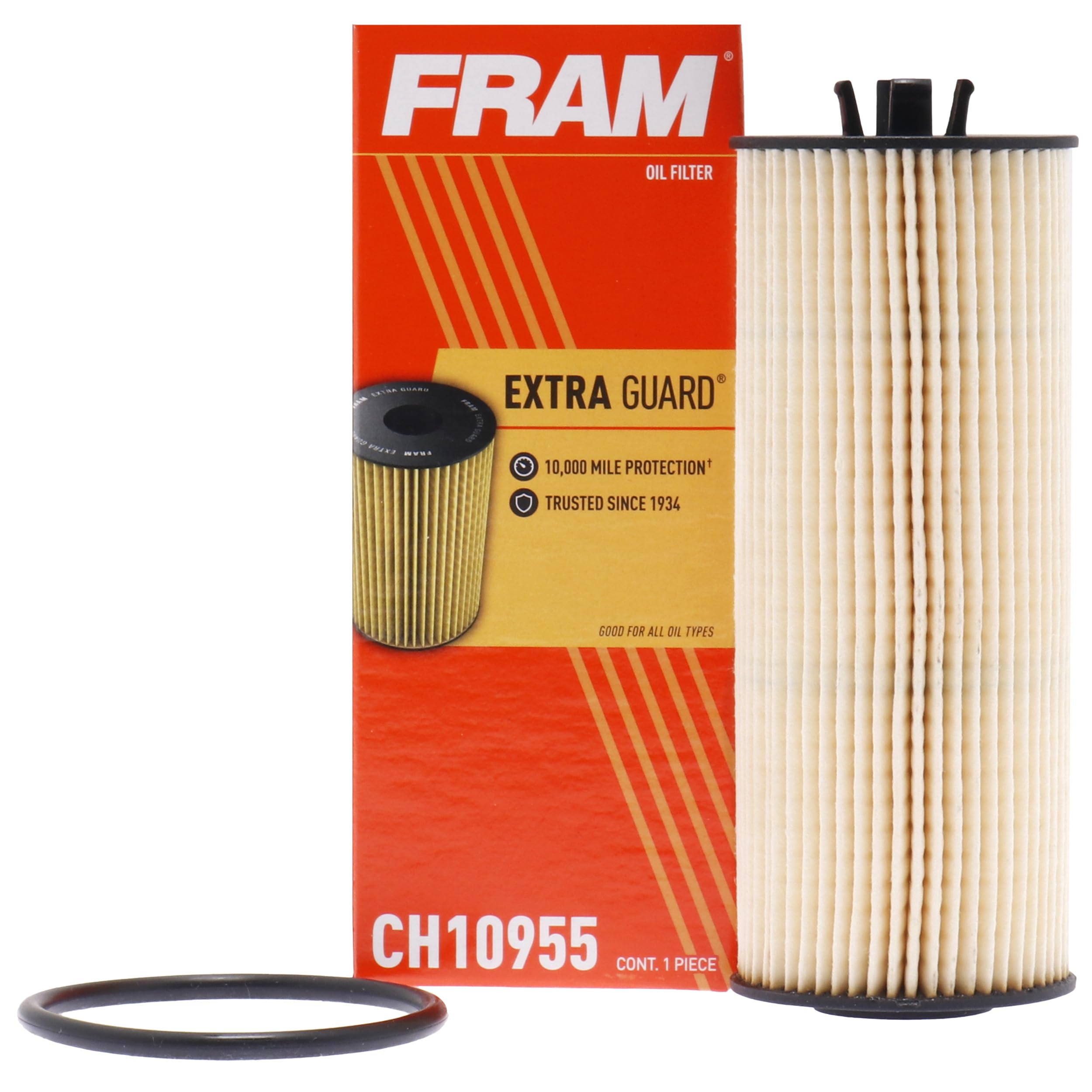 FRAM Extra Guard CH10955, 10K Mile Change Automotive Replacement Interval Cartridge Engine Oil Filter for Select Vehicle Models