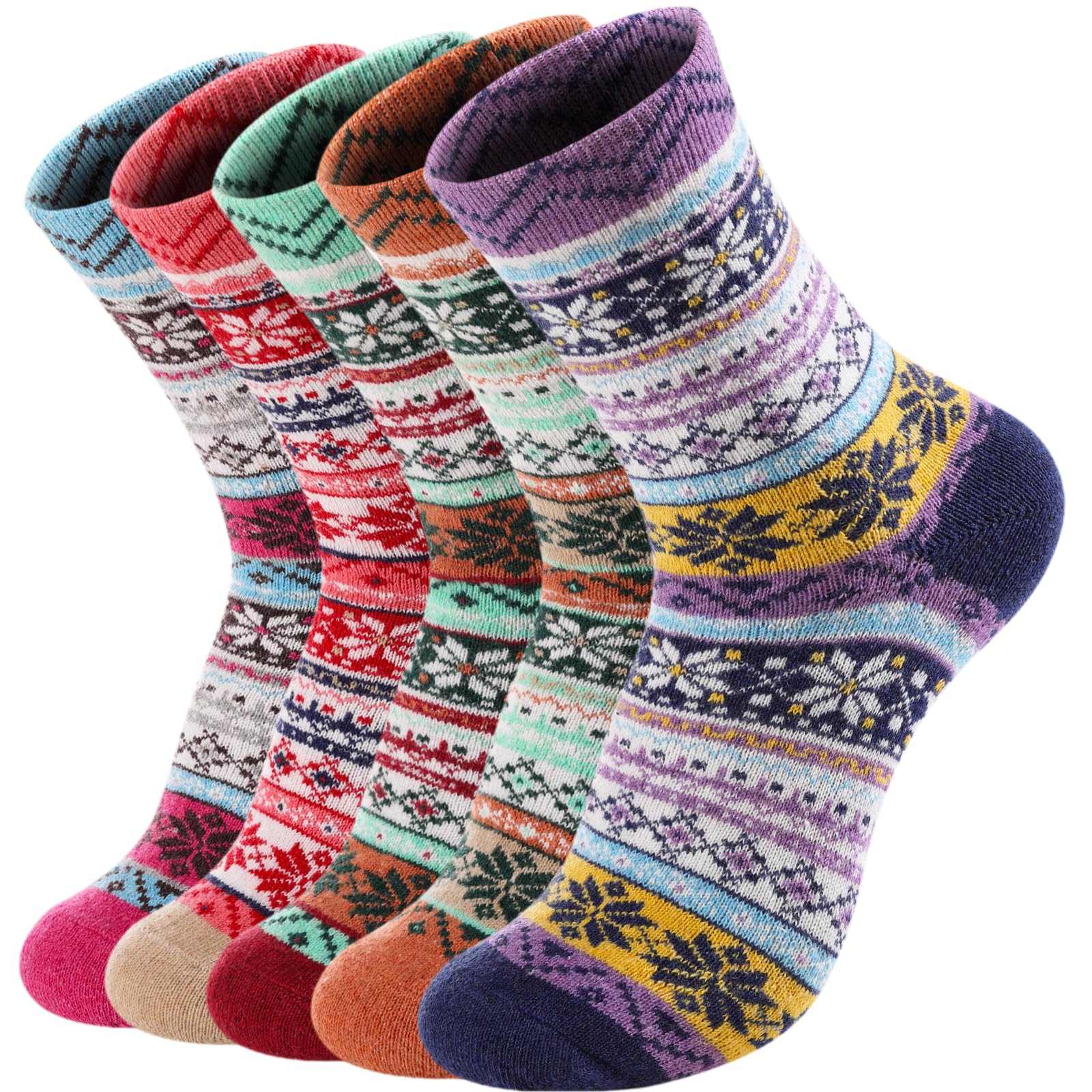 Nimalpal Wool Socks for Women - Wool Socks Soft 5 Pairs Womens Socks, Winter Hiking Socks Cozy Socks Warm Socks, Octagon Curve