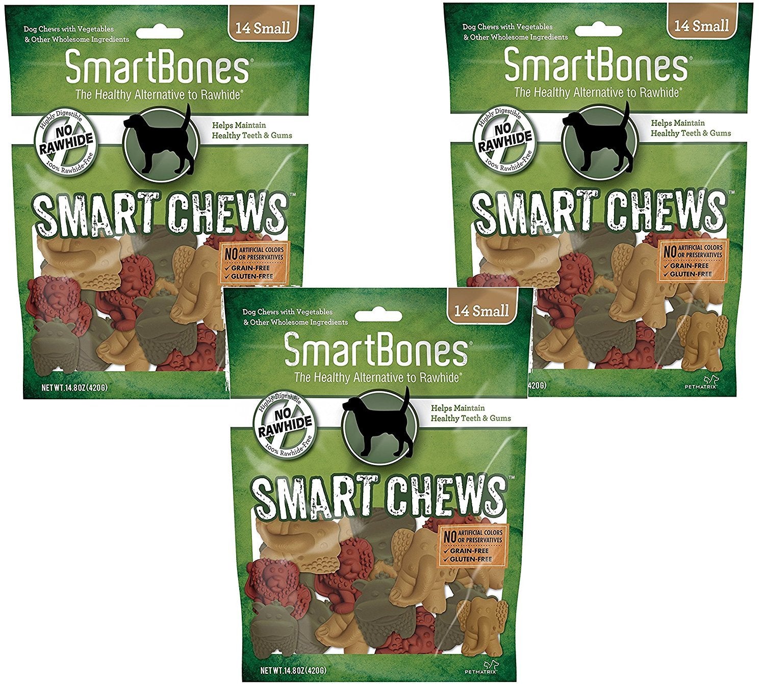 SmartBones Smart Chews, Rawhide Free Dog Chews, Treats for Dogs Made with Real Chicken and Vegetables, 14 Count Small