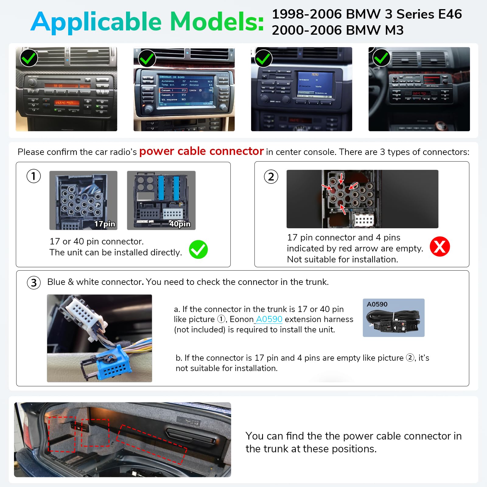 Eonon 6+64GB Car Stereo for BMW 3 Series 325i 330i M3 323i (E46) 1999-2005, Android 13 Wireless CarPlay & Android Auto Car Radio, 9″ GPS Navigation Head Unit, BT/4G LTE -E46A12S