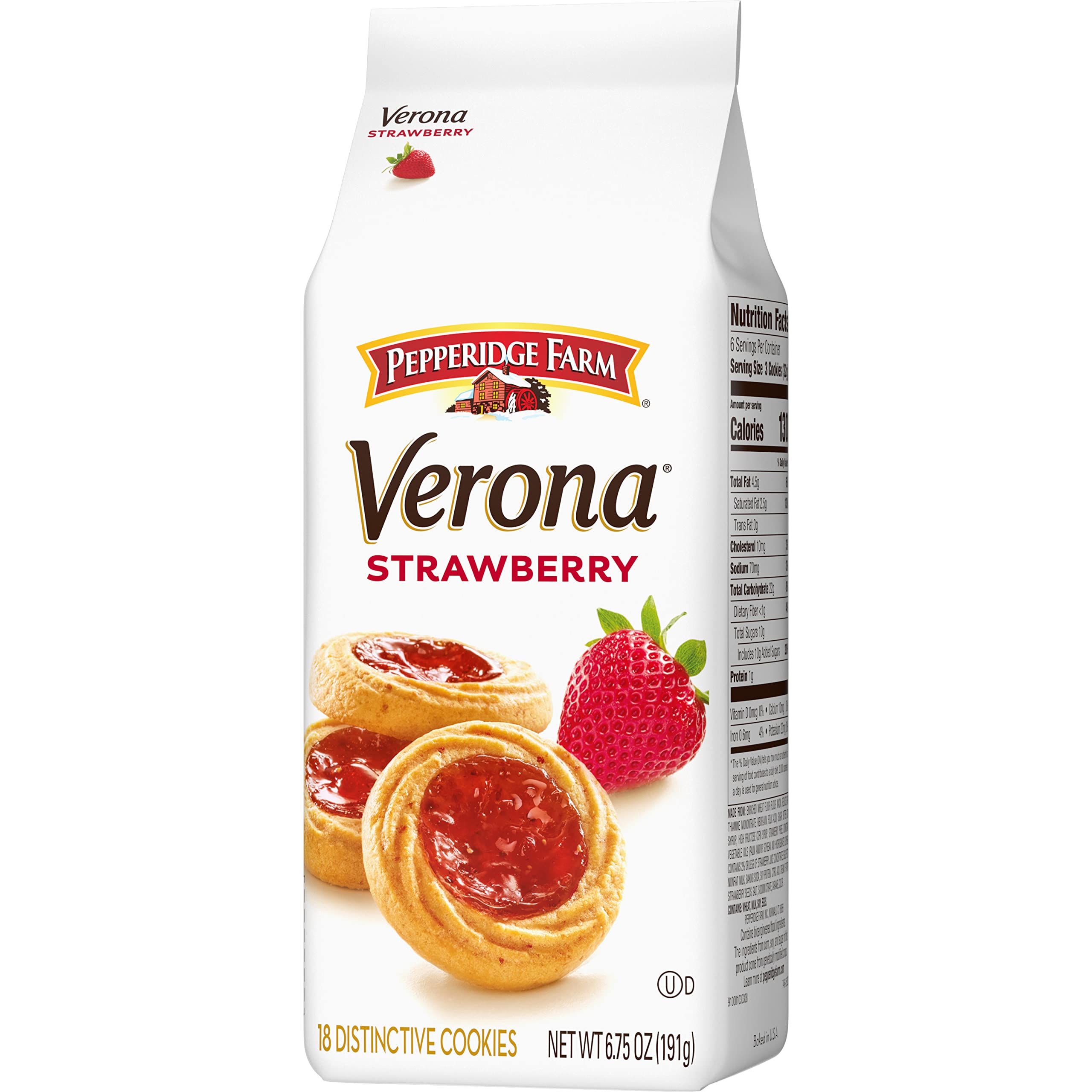 Pepperidge Farm Verona Strawberry Thumbprint Cookies, 6.75 OZ Bag (18 Cookies)