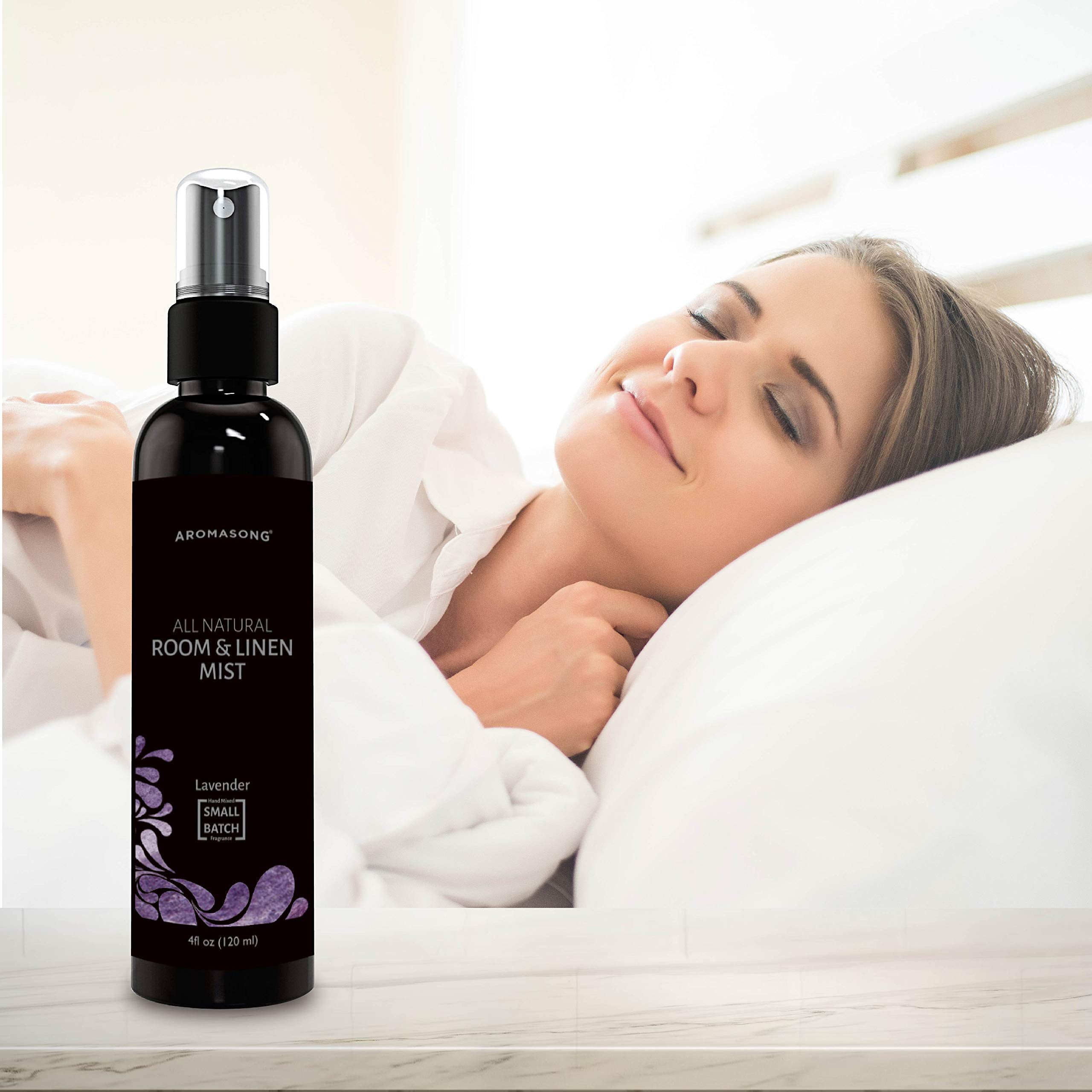 Aromasong All-Natural Lavender Room & Linen Spray 8 Oz for Sheets, Pillow, Fabric, Bed, Sleeping with a Refreshing Scent.