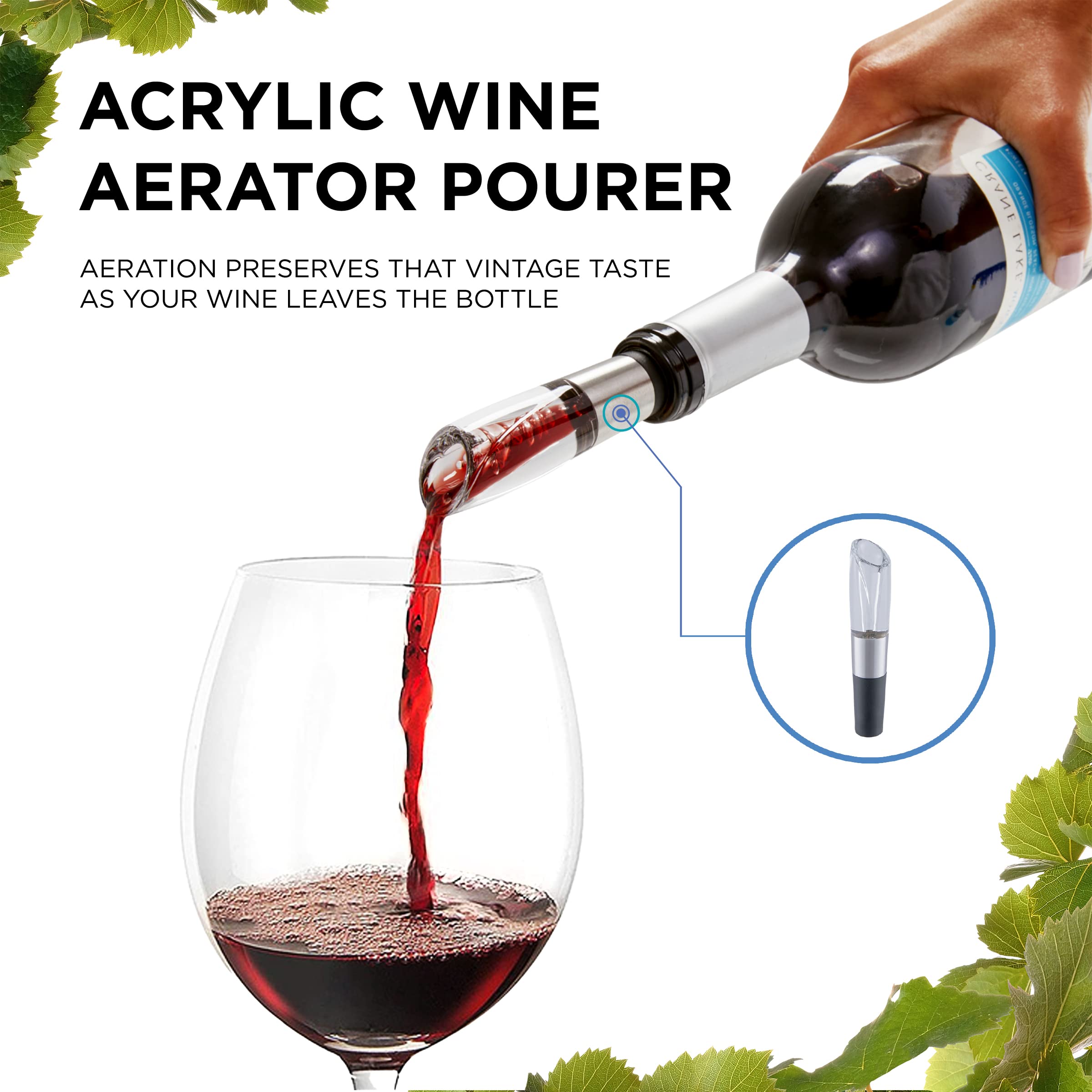 Ivation 7-Piece Wine Gift Set – Includes Electric Bottle Opener, Wine Aerator, Preserver Pump, 2 Cork Stoppers, Foil Cutter & Stand