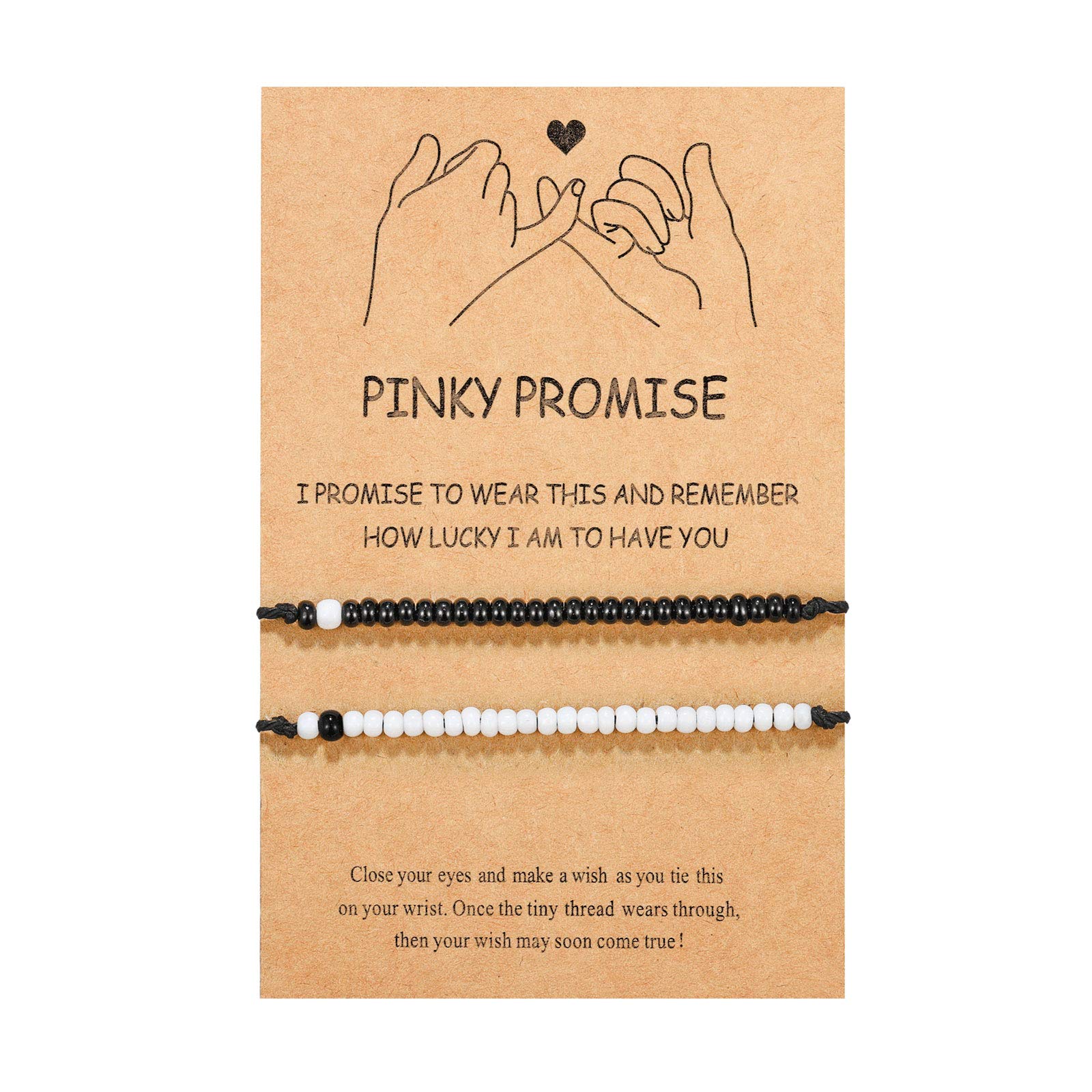 UNGENT THEM Pinky Promise Matching Couples Bracelets Distance Relationship His Hers Cute Christmas Stocking Birthday Valentines Day Gifts for Him Her Boyfriend Girlfriend Bf Gf Men Women