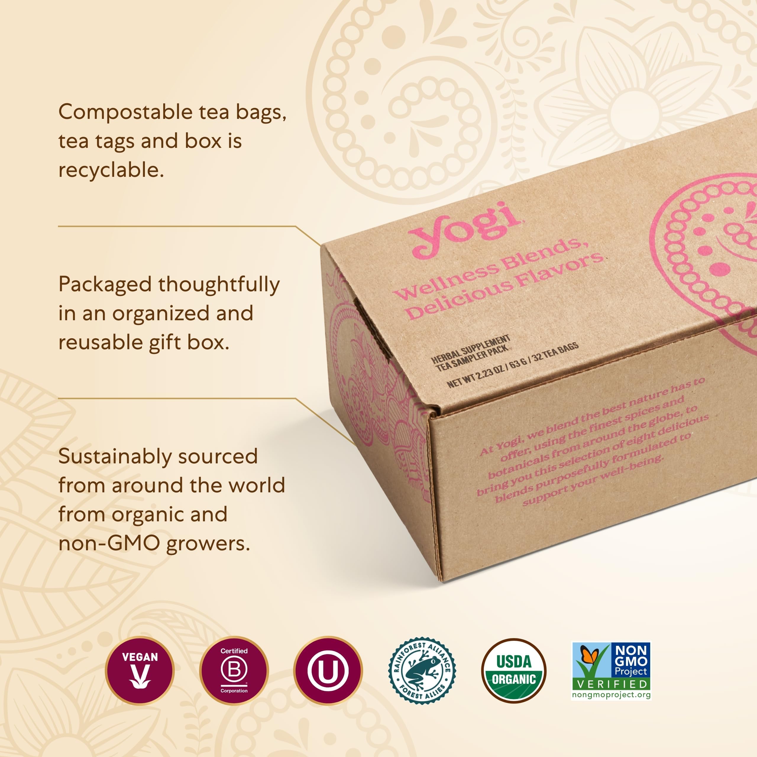 Yogi Organic Tea Energy Sampler Box - 8 Favorite Black & Green Teas (32 Tea Bags) - Assorted Delicious Wellness Teas - Contains Caffeine - Tea Gift Set & Variety Pack Sampler