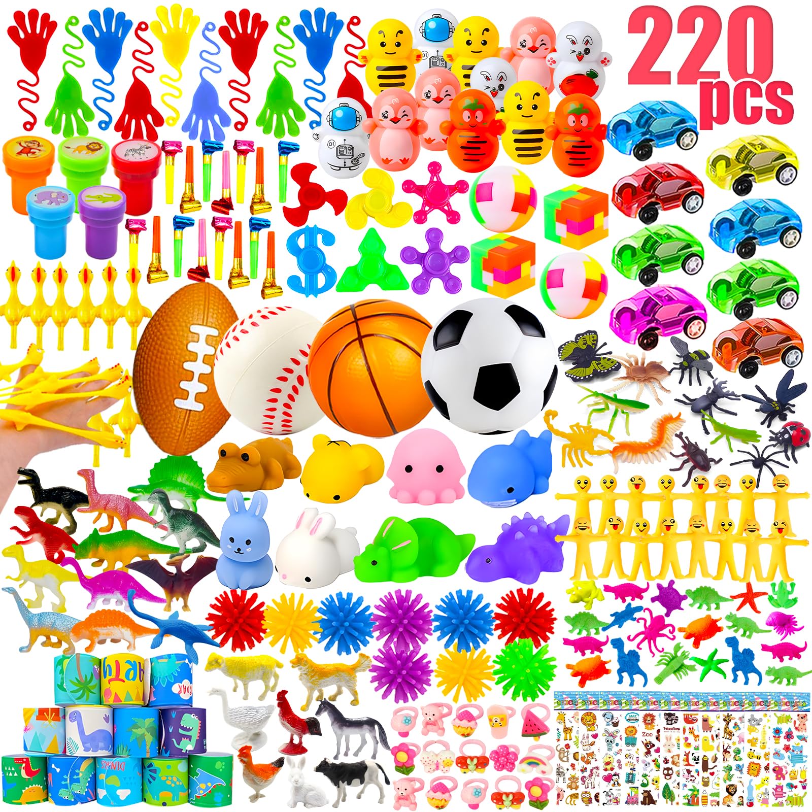 GOAUS Easter Egg Fillers Party Favors for Kids, 220 Pcs Small Toys Prizes Bulk, Goodie Bags Stuffers, Treasure Box Toys for Classroom, Prize Box Birthday Goody Bag