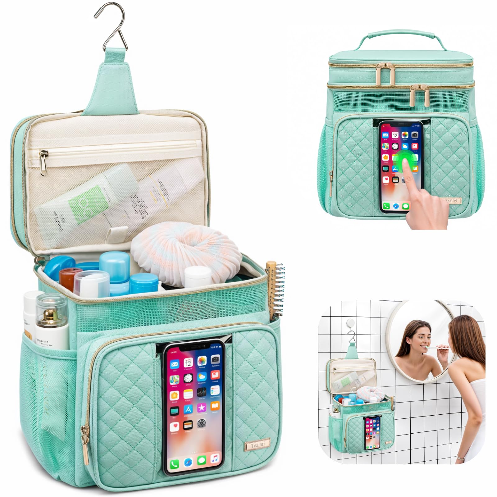 Large Toiletry Bag for Women Men,Bathroom Bag,Water Resistant Portable Shower Caddy for College Dorm,Hanging Toiletry Bags for Traveling,Gym Camping Cruise Ship Travel Essentials Shower Bag