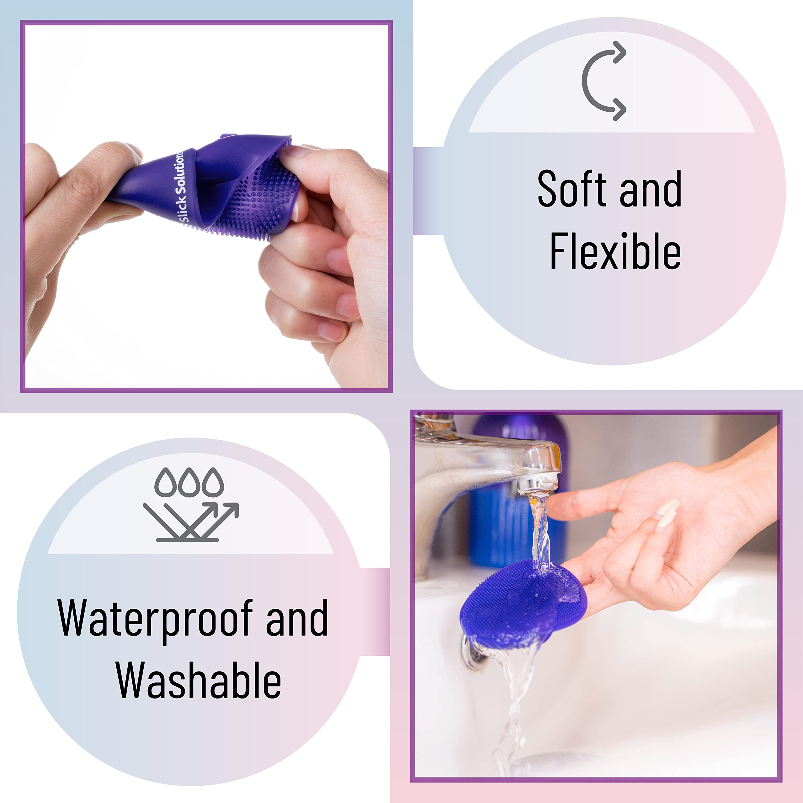 Slick- Silicone Facial Cleansing Brush, 4 Pack, Silicone Face Scrubber Exfoliator, Face Exfoliator Scrubber, Facial Scrubber for Face Cleanser Brush, Exfoliating Face Scrubber, Face Brush