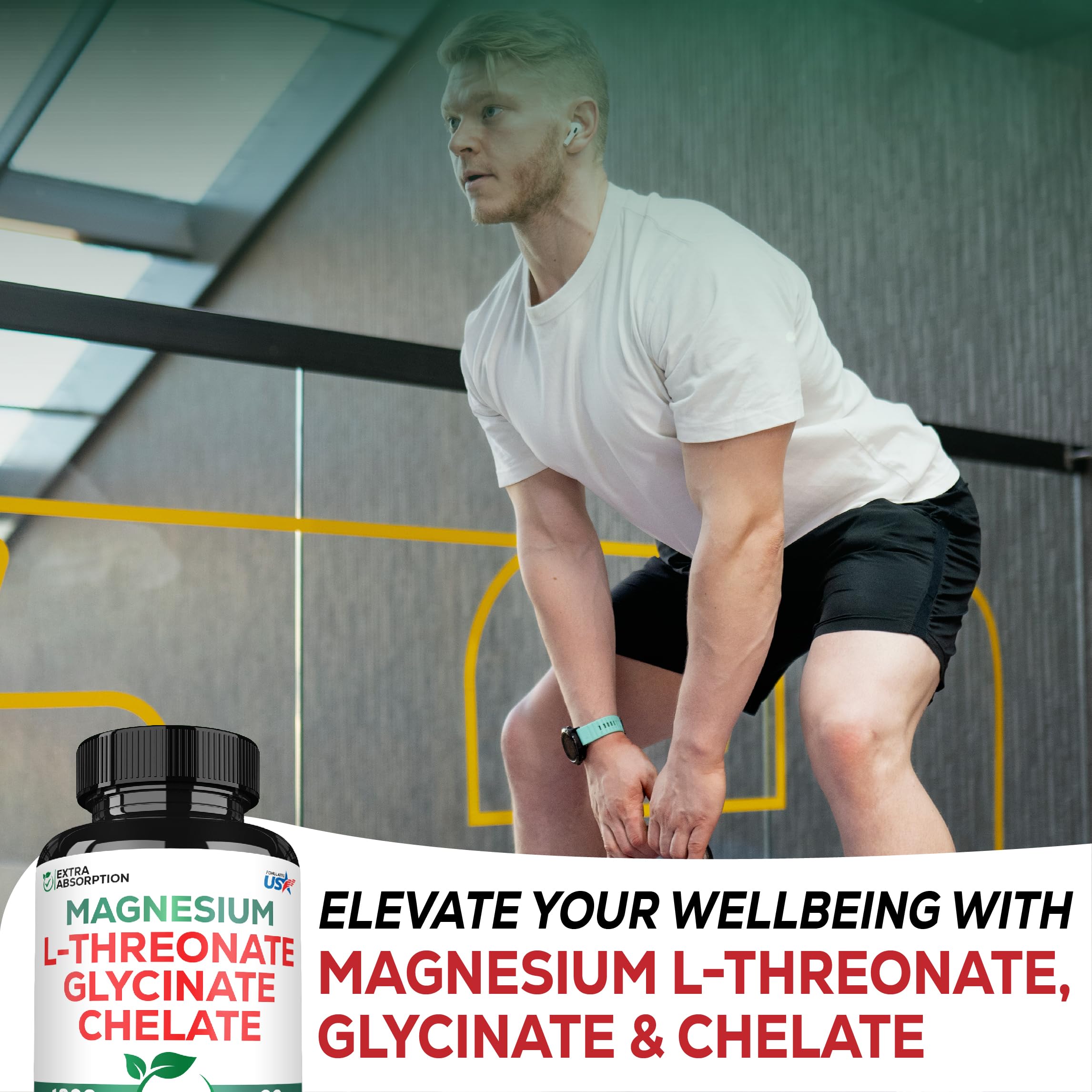 Satoomi 1200mg 3in1 Magnesium L-Threonate Supplement with Magnesium Glycinate & Magnesium Chelate - 60 Vegan Capsules