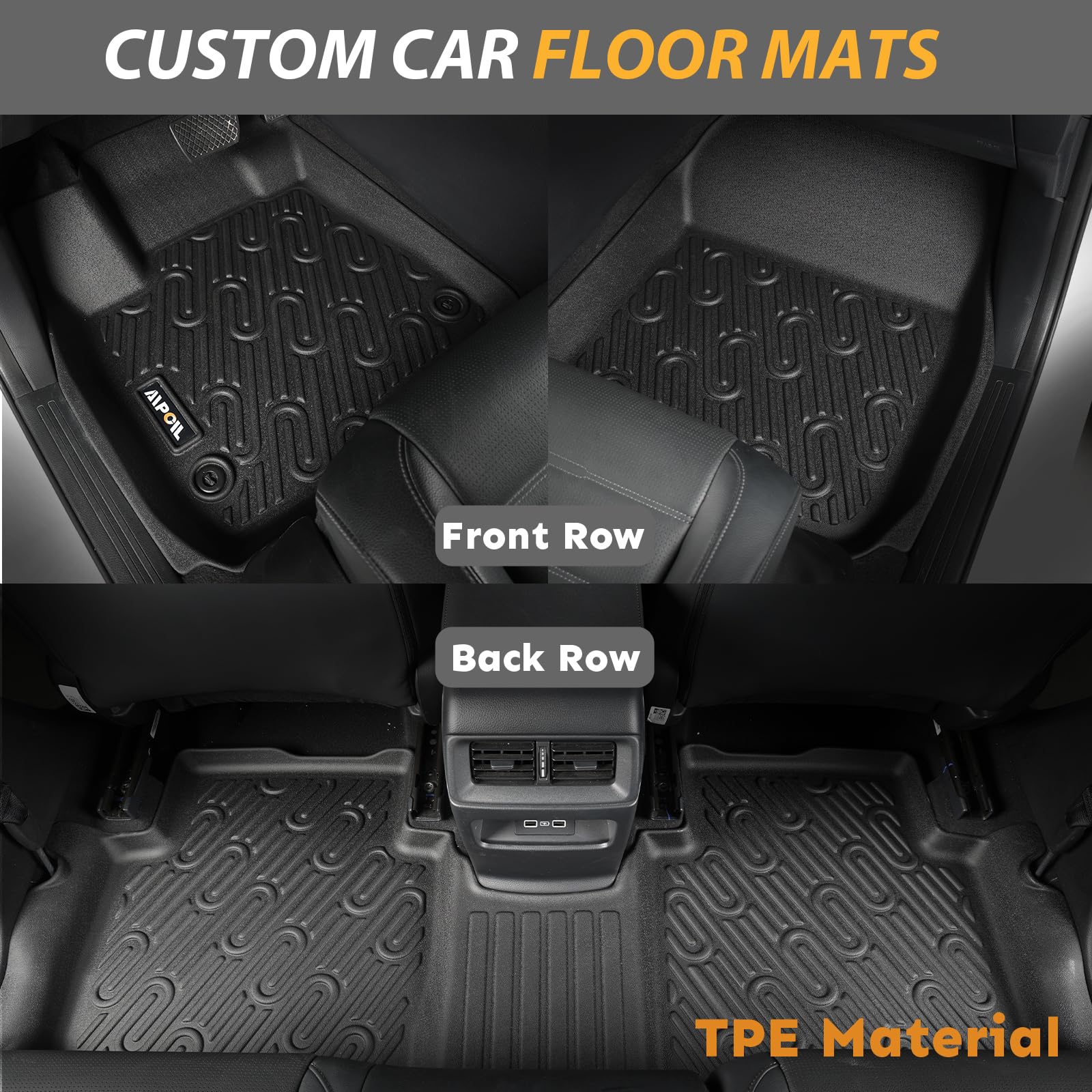 AIPOIL® Floor Mats Custom for 2024 2025 Mazda CX90 & CX-90 PHEV(6&7 Passengers) 丨Fits 1st & 2nd & 3rd Row丨TPE All Weather Anti-Slip Floor Liners丨 Full Set mats Car Accessories, Black