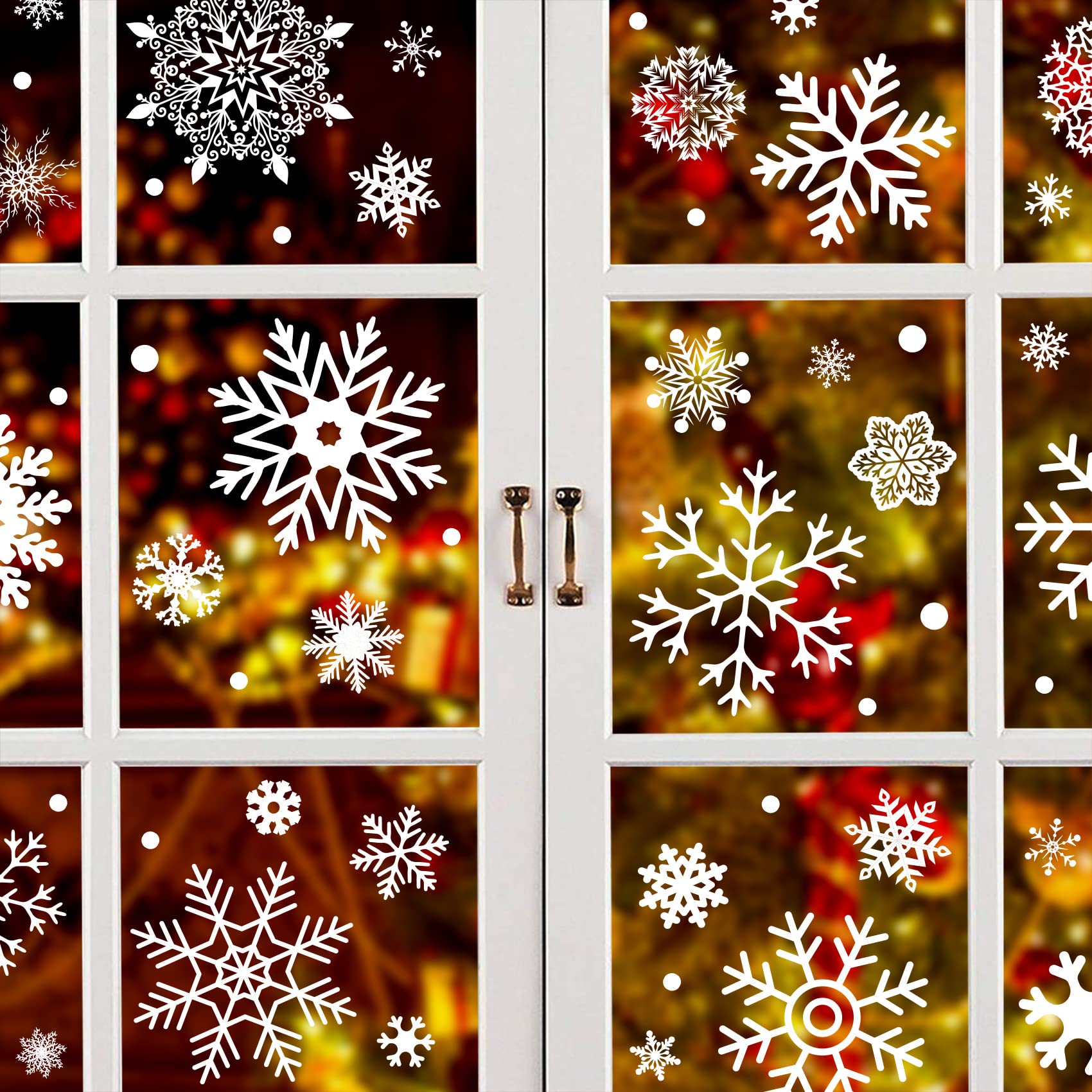 284 Pcs Christmas Window Clings Christmas Window Stickers Snowflake Window Clings Decals for Christmas Decorations Holiday Decorations Ornaments Party Supplies 9 Sheets