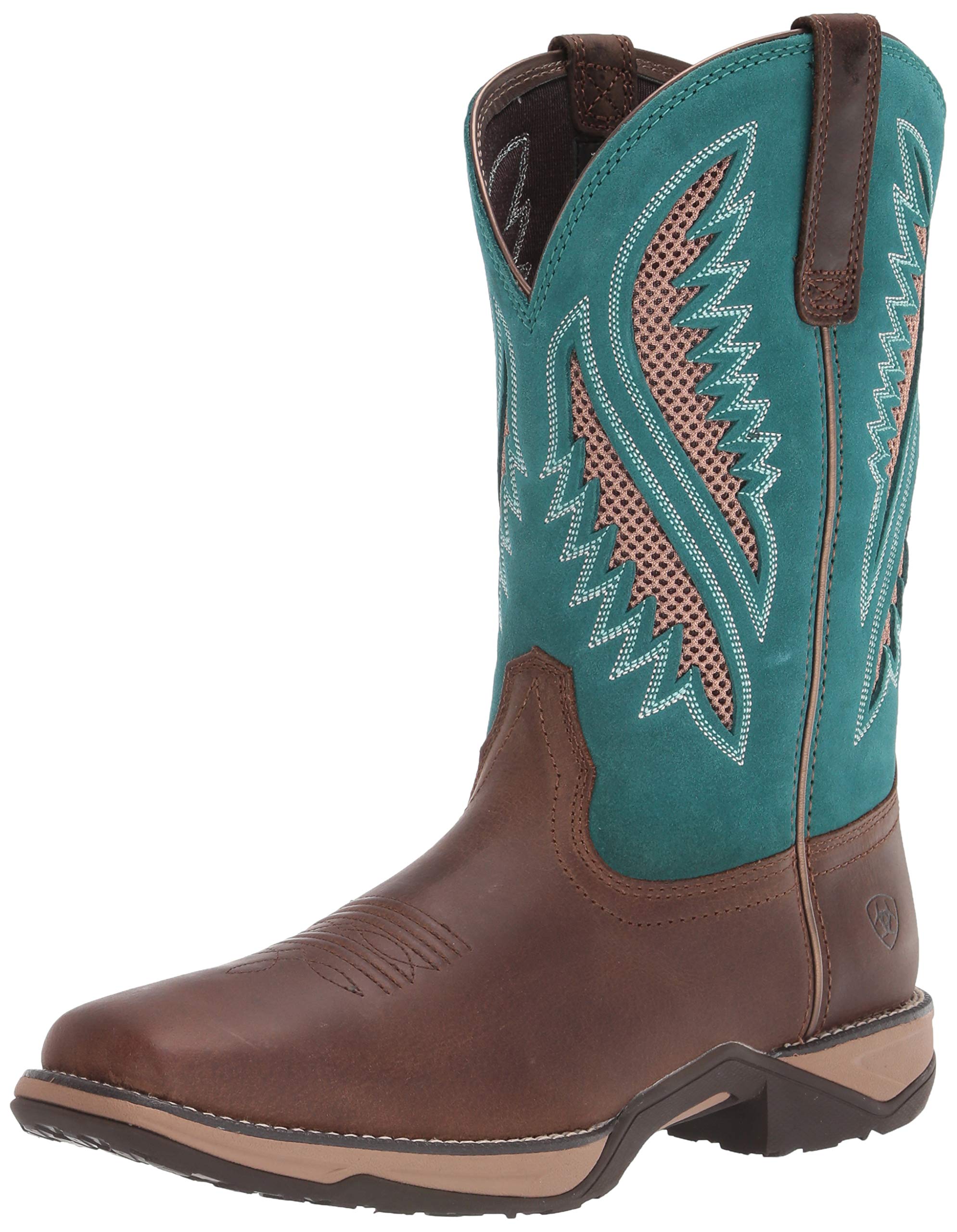 Ariat Womens Anthem VentTEK Western Boot Chocolate Chip/Turquoise 12