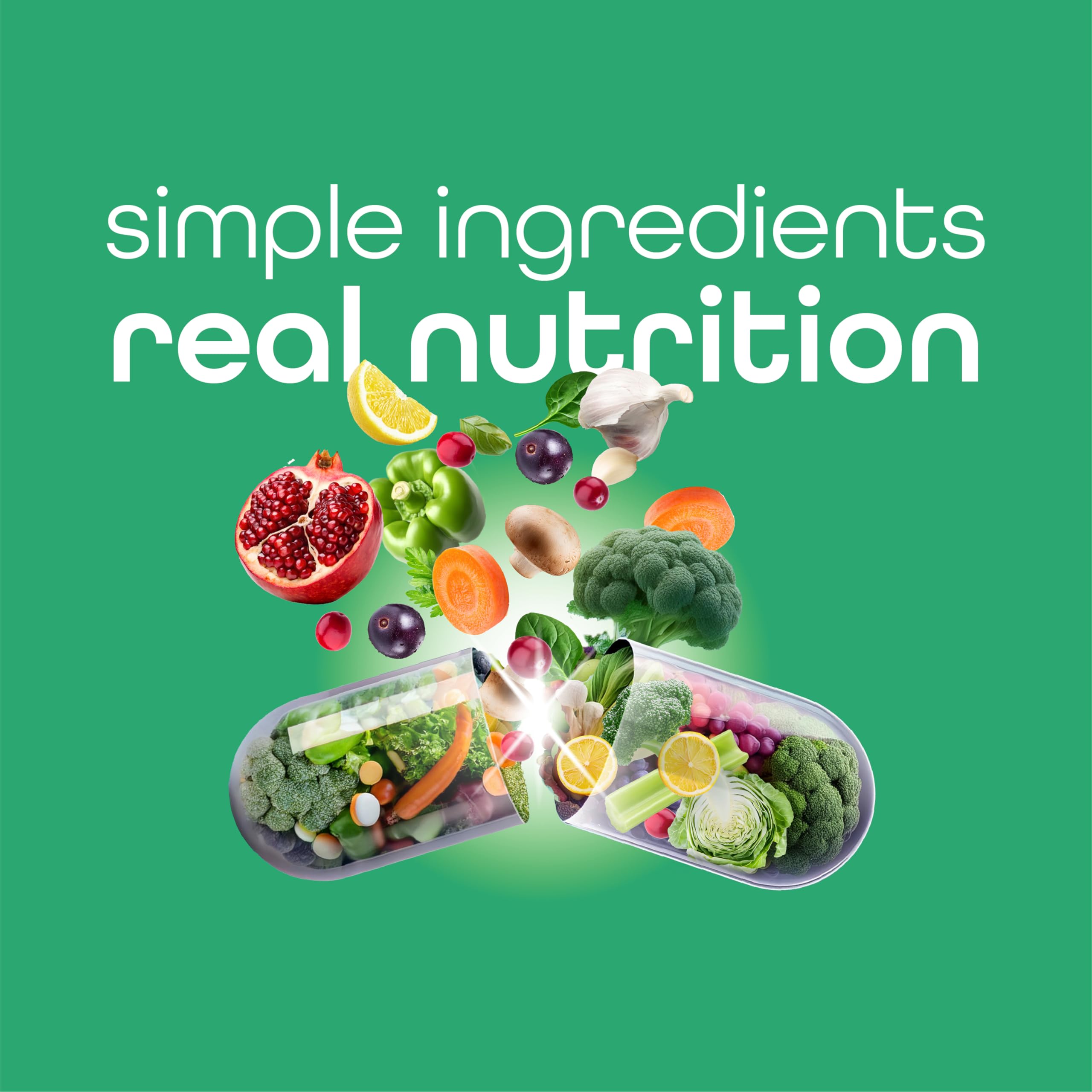 Zena Nutrition Organic Super Greens Fruit & Veggies Supplement, 70+ Superfoods from Fruit & Vegetables, 3g Fiber, Spirulina, Chlorella, Prebiotics & Probiotics, Digestive Enzymes, 180 Capsules