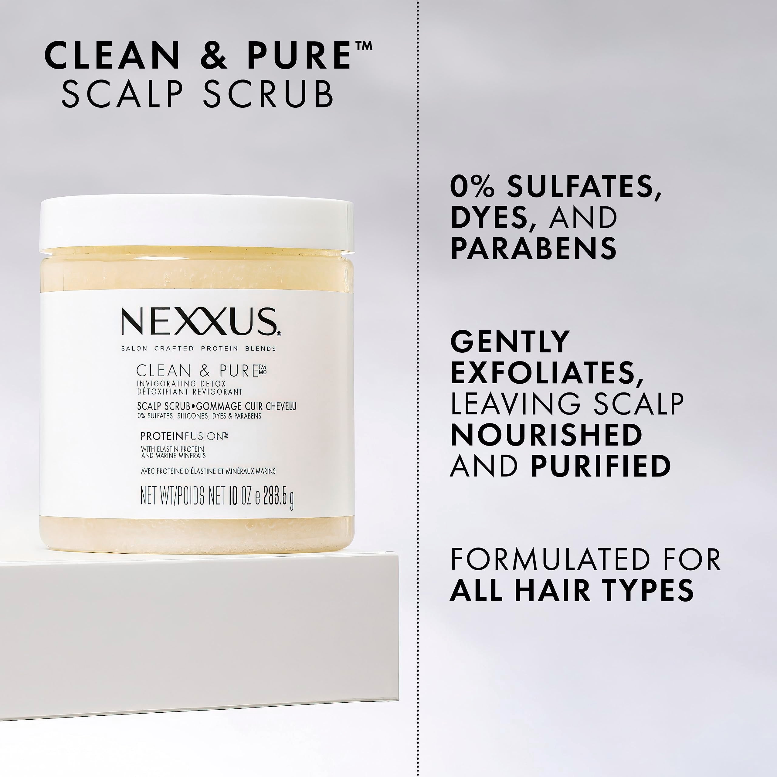 Nexxus Sulfate-Free Hair Scrub To Nourish & Clarify Exfoliating Scalp Scrub Silicone, Dye, & Paraben Free Hair Scrub 10 oz