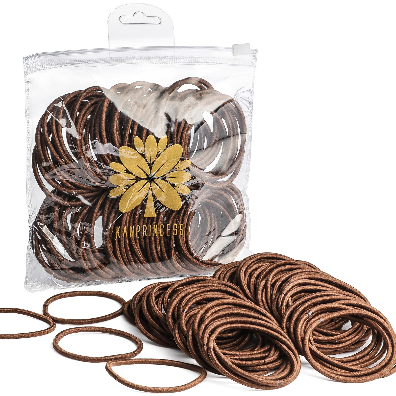 KANPRINCESS Brown Hair Ties, Ponytail Holders No Damage For Women, Elastic Hair Bands For Thin and Thick Hair (100 PCS)