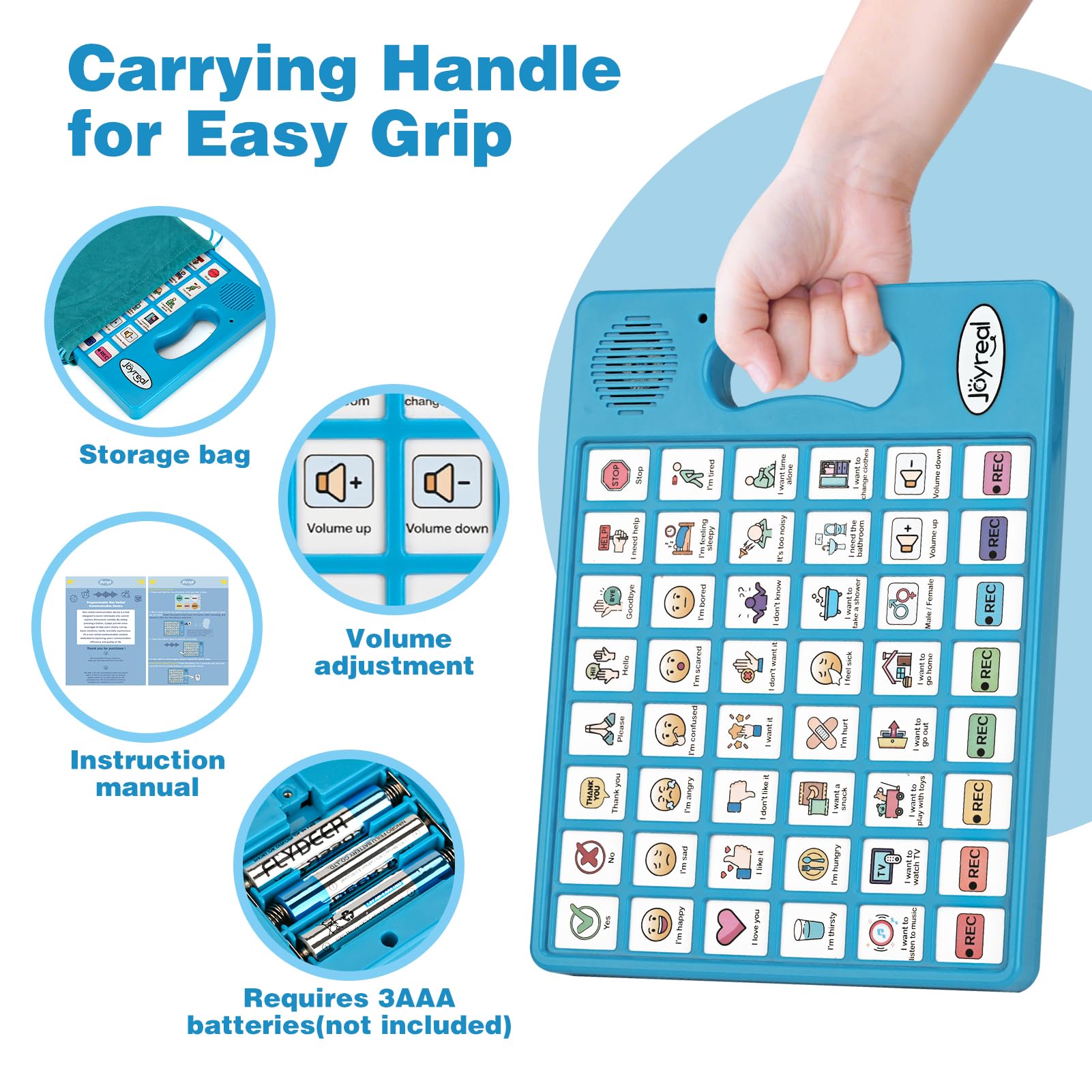 Joyreal AAC Device for Autism, Non Verbal Communication Tools for Speech Therapy & Stroke Rehab. Communication Tablet, Autism Talking Aids with 8 Programmable Buttons & Adjustable Volume