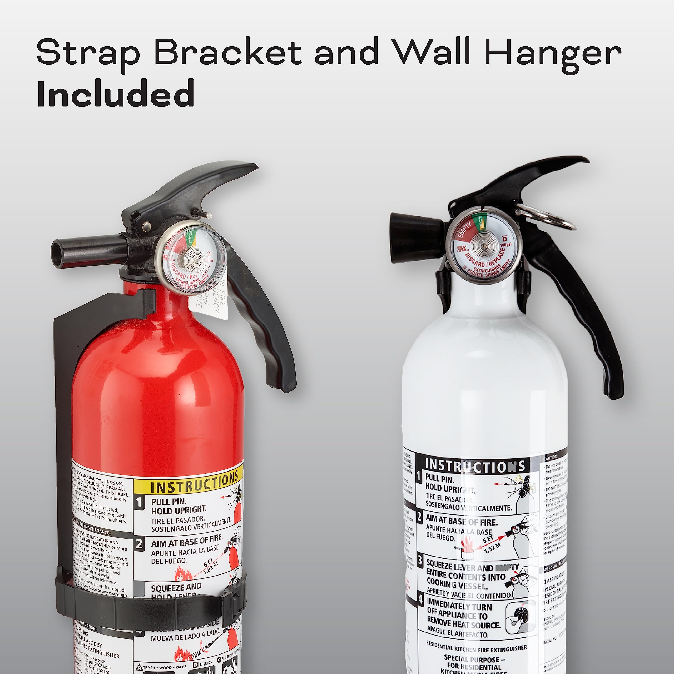 Kidde Kitchen Fire Extinguishers for Home & Office Use, 2 Pack: One 1-A:10-B:C and One Specialty Kitchen Extinguisher, Wall Mount & Strap Brackets Included