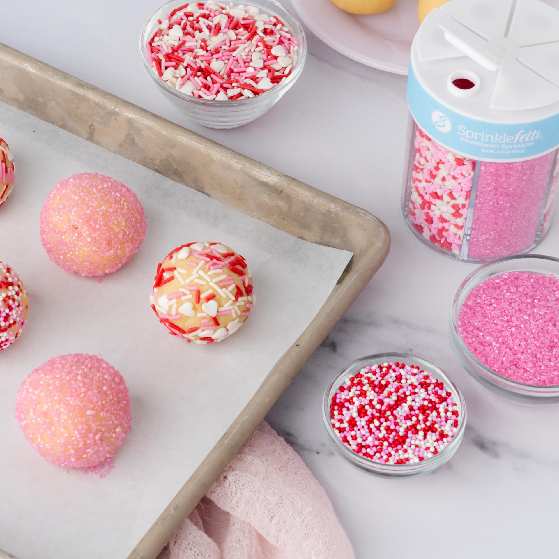 Sweets Indeed Heart Sprinkles, Valentines Day, Edible Sprinkle Mix, Heart Shapes, Jimmies, Perfect for Cake Decorations, Baking, Ice Cream, Cookies, Cupcake Topper, 6.45 ounces (Sweetheart 6 Cell)