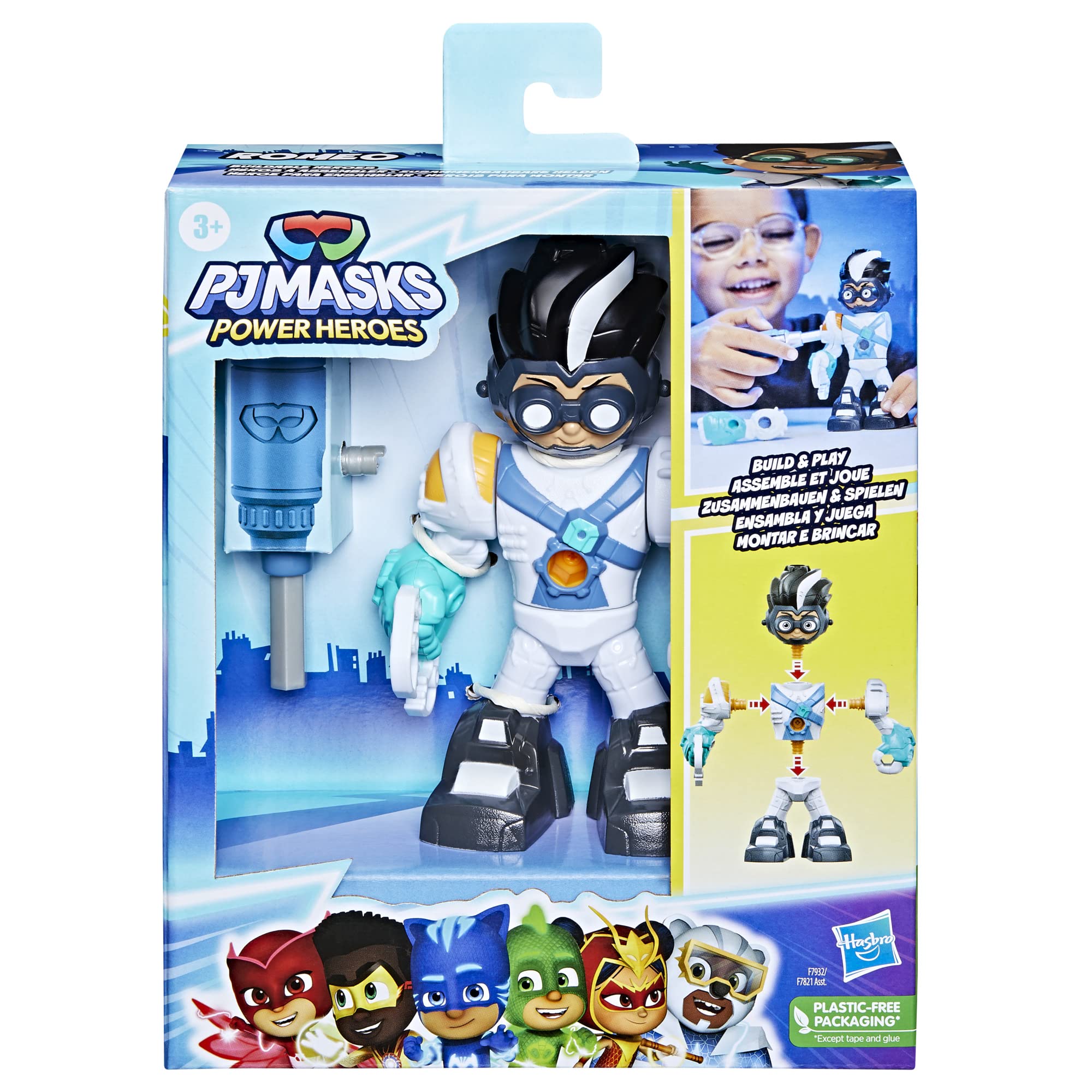 PJ Masks Power Heroes Buildable Heroes, Romeo Action Figure, Easy-to-assemble, Superhero Toy for Boys and Girls 3 Years Old and Up