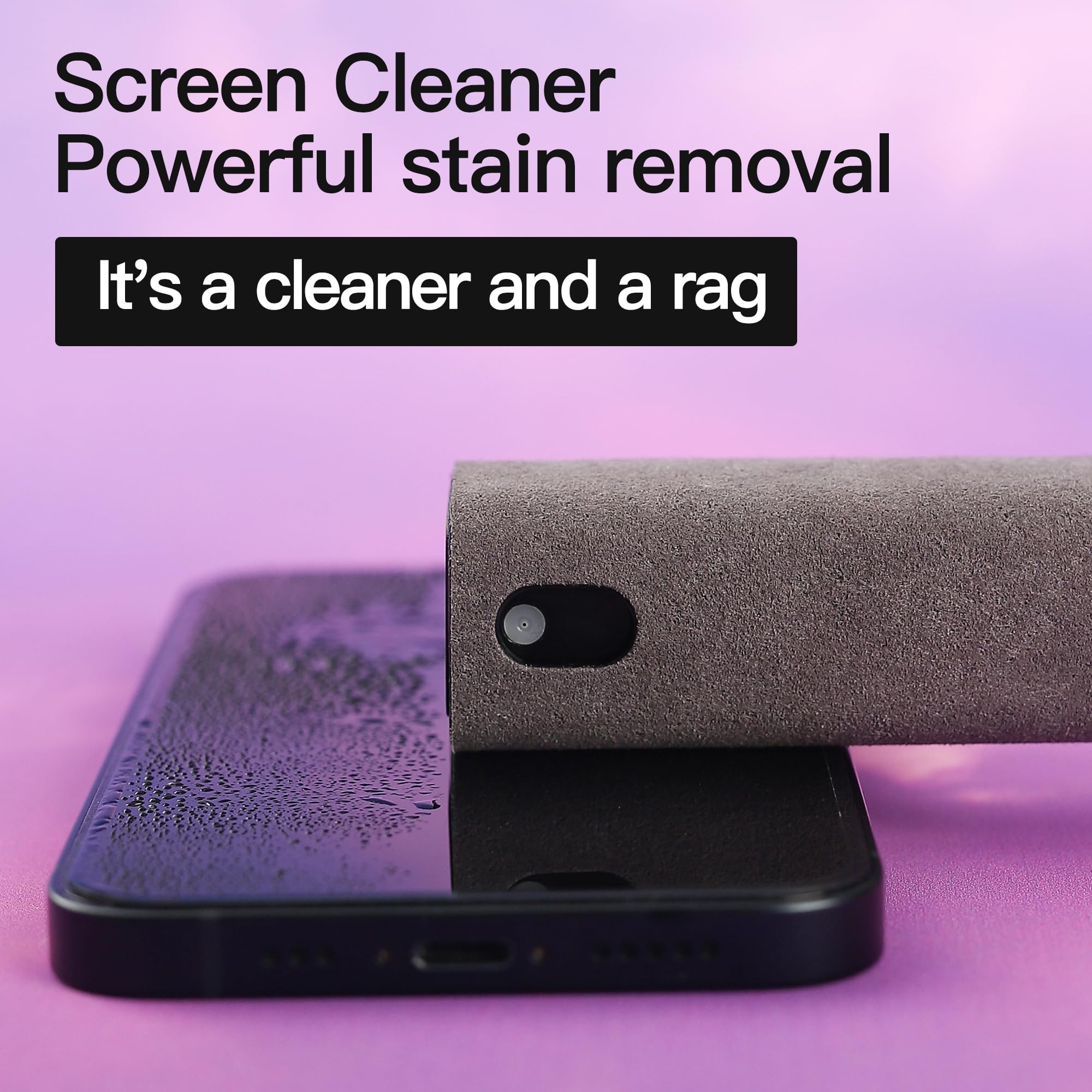 CUIUD Touchscreen Screen Cleaner Kit 2 Pcs, Phone, Tablet and Car Screen Cleaner, Two in One Spray and Microfiber Cloth(Grey&Pink)