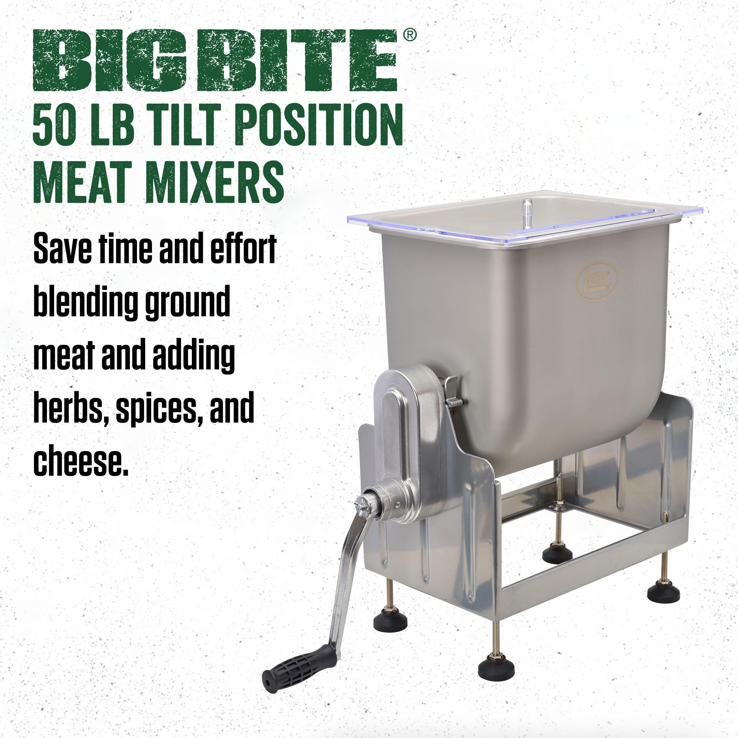 LEM Products BigBite 50 Pound Capacity Tilt Meat Mixer, Stainless Steel, Motor or Grinder Not Included