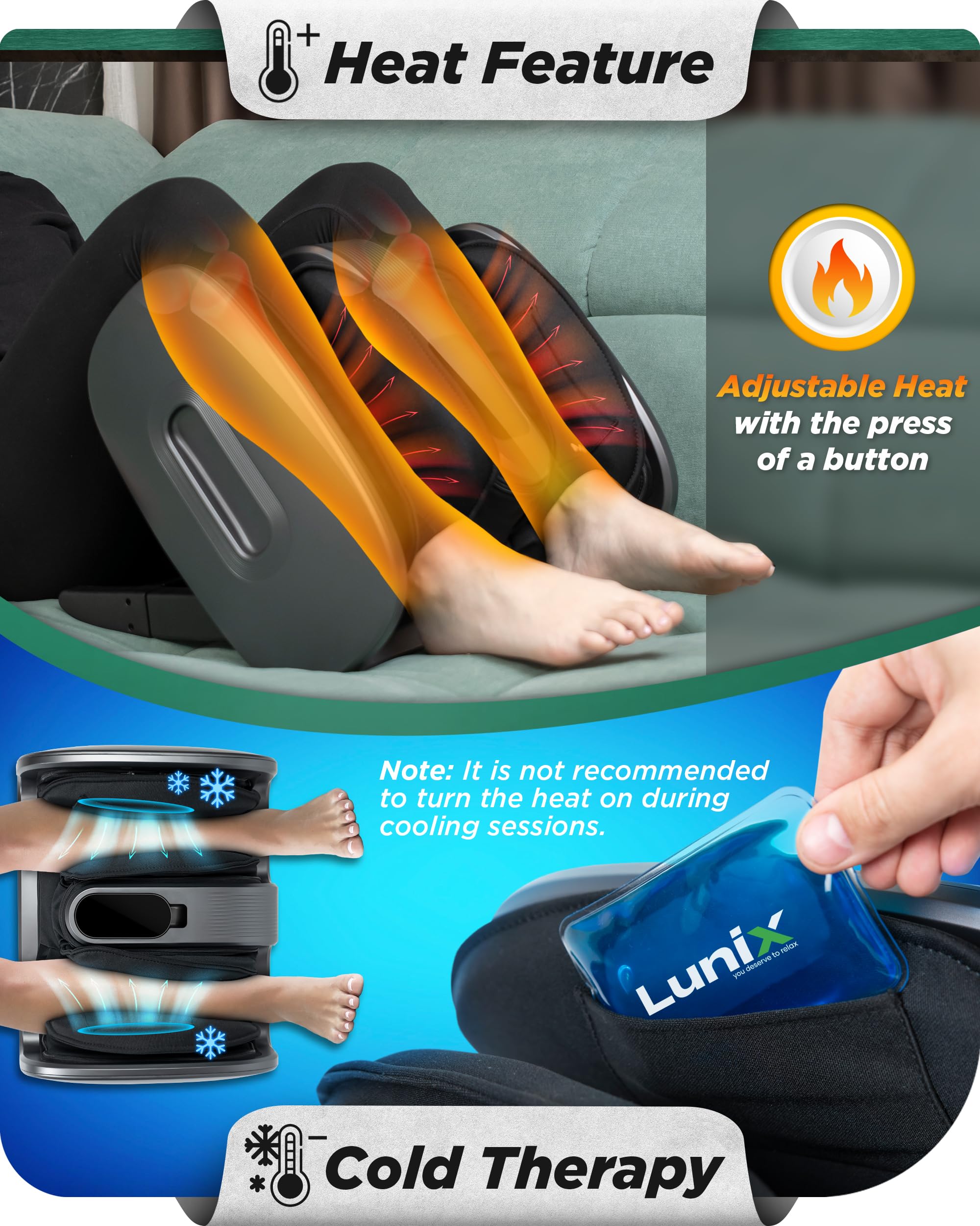 Lunix LX21 Feet Massager with Remote for Pain Relief and Circulation, Shiatsu Foot Massager for Plantar Fasciitis and Neuropathy, Foot and Calf Massager with Heat, Ankle Massager, Gray