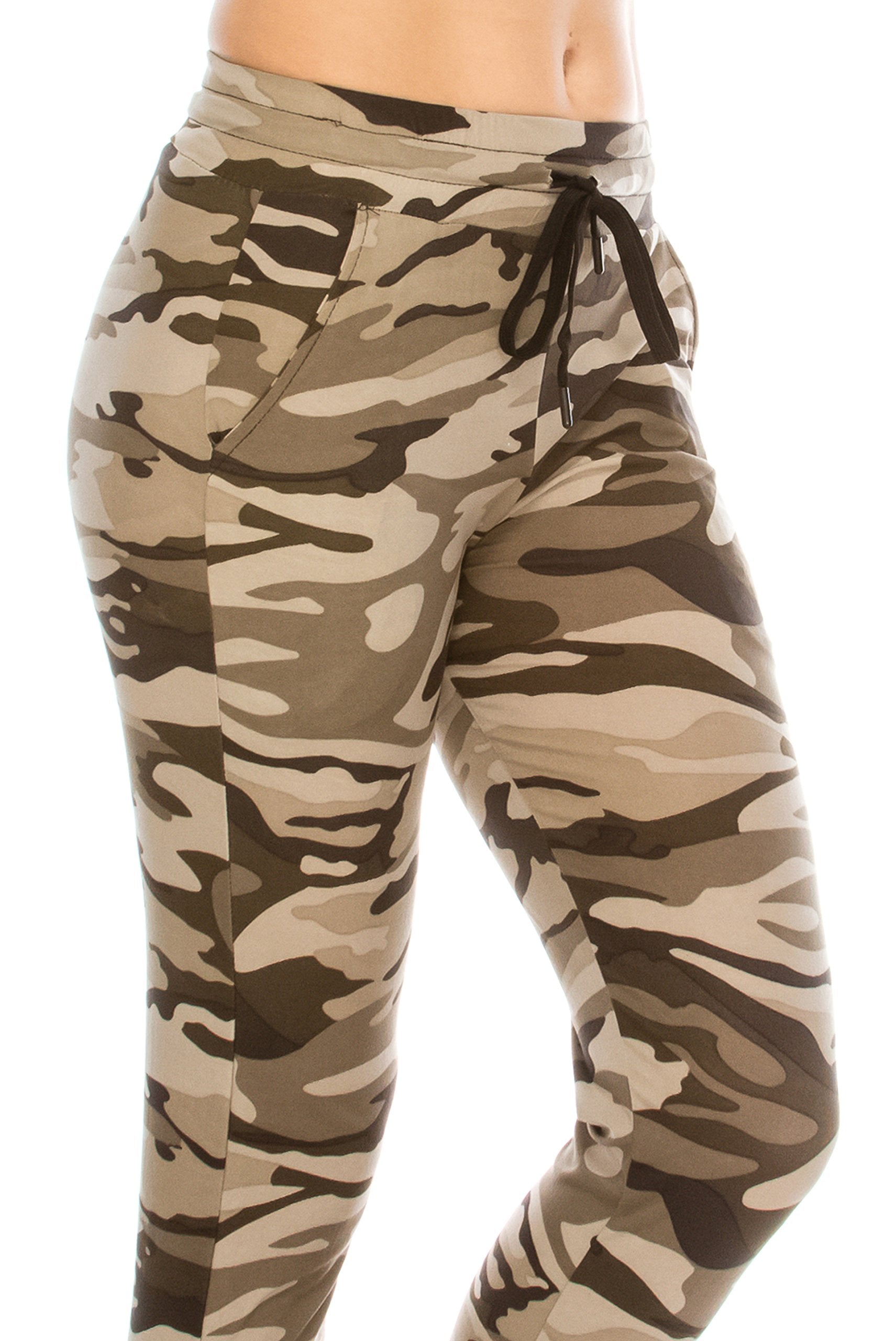 ALWAYS Women Drawstrings Jogger Sweatpants - Super Light Skinny Camo Soft Pockets Pants US S (Tag S/M)