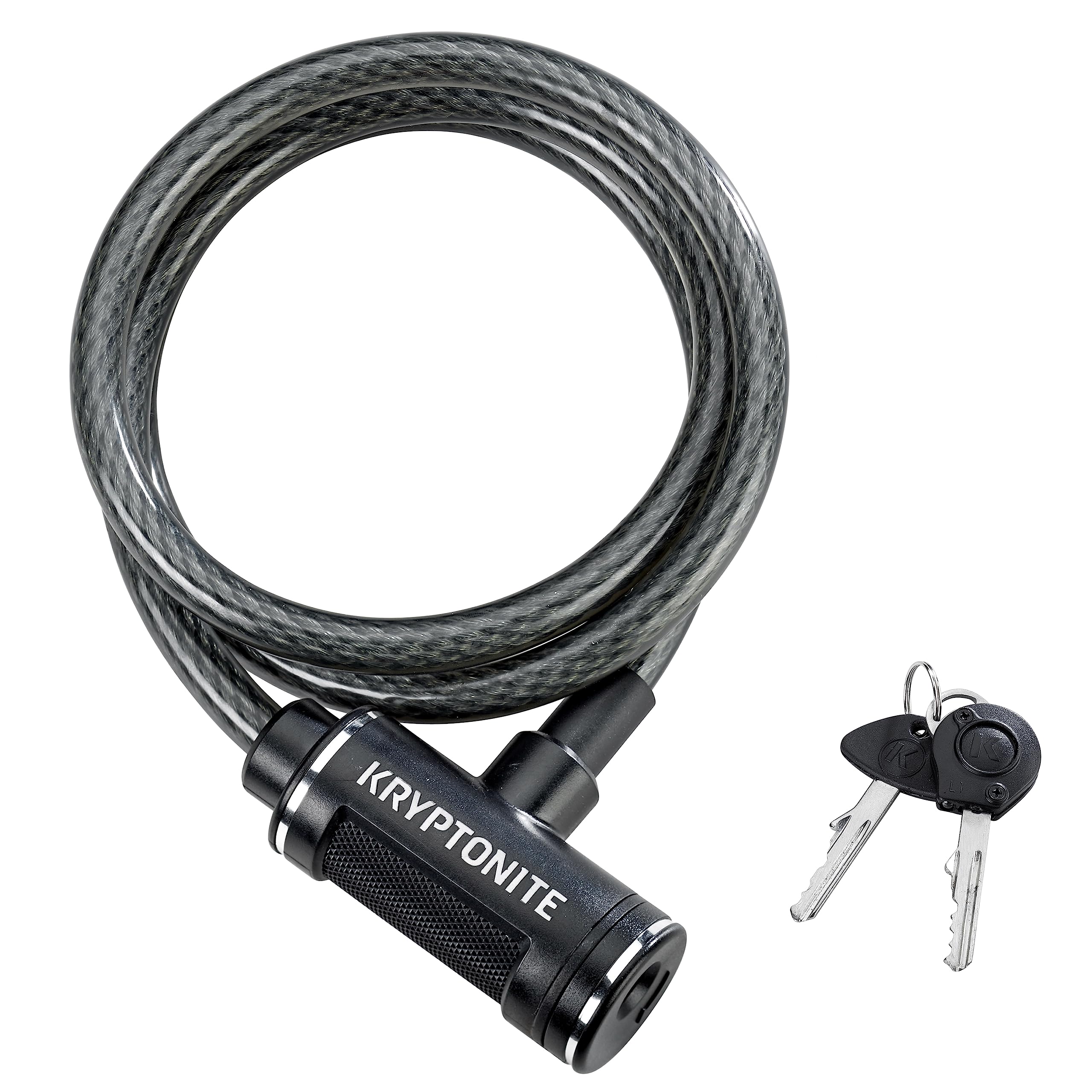 Kryptonite Bike Lock Cable, 6ft. x 12mm Braided Steel Cable Anti-Theft Security Bicycle Lock with Keys for Outdoor Equipment, Bicycles, Scooters, Fence, Gate,Black