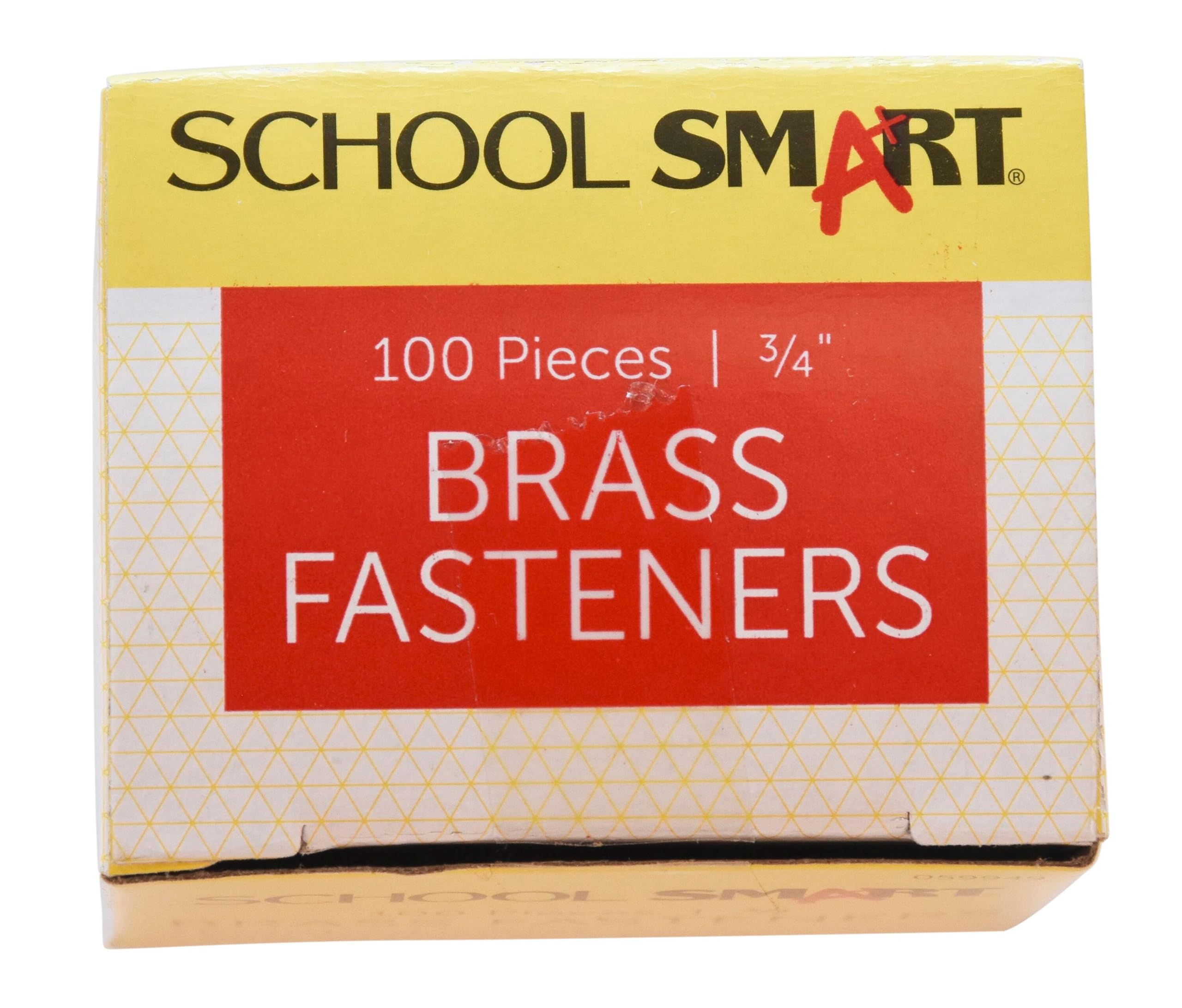 School Smart Brass Plated Fasteners - 3/4 inch - Box of 100 (059949), Maroon