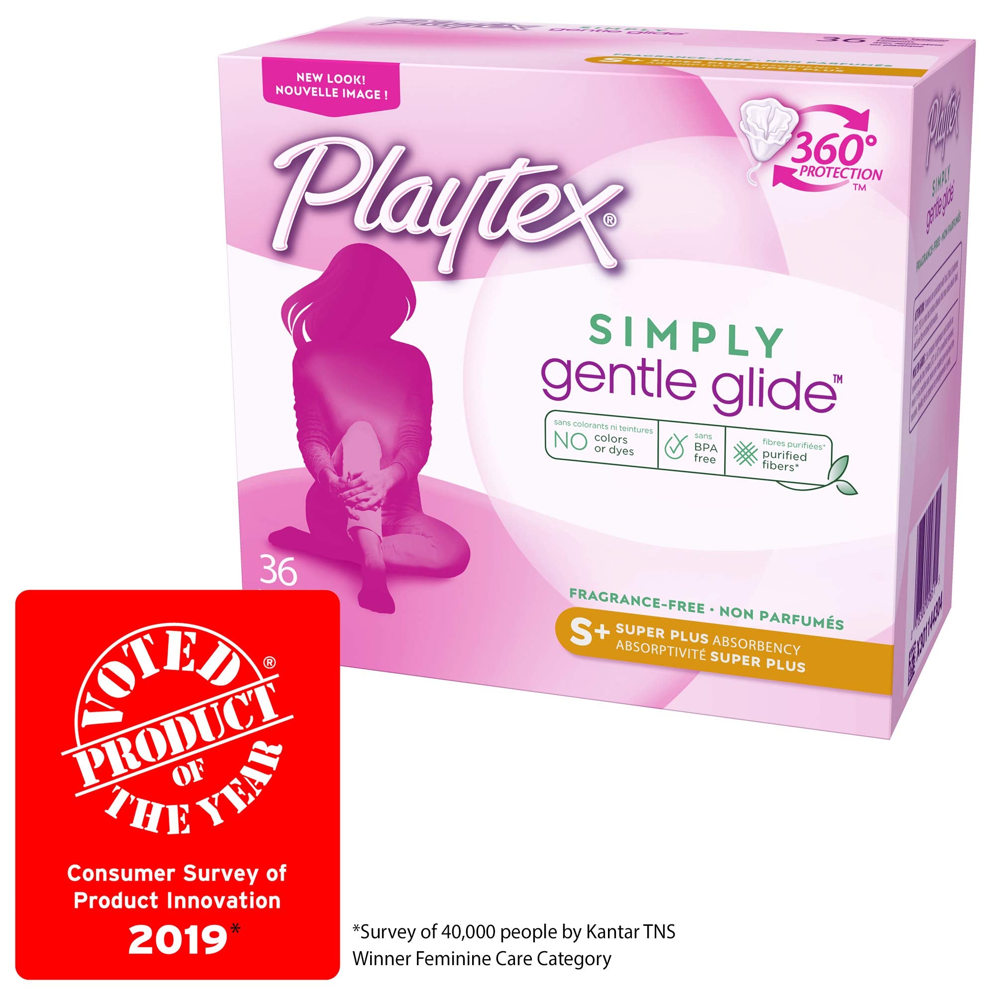 Playtex Simply Gentle Glide Tampons, Super Plus Absorbency, Fragrance-Free - 36ct