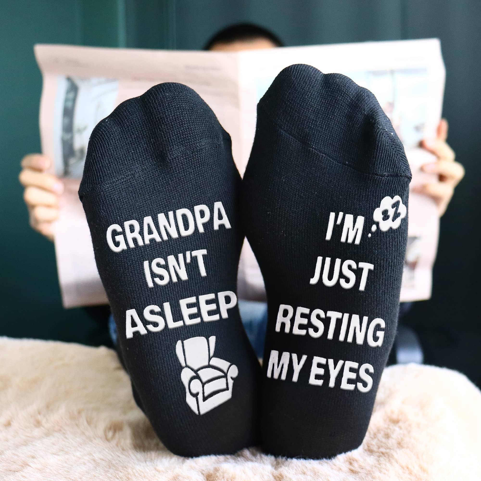 Jeasona Grandpa Gifts Funny Gifts for Grandpa Birthday Novelty Non-slip Socks