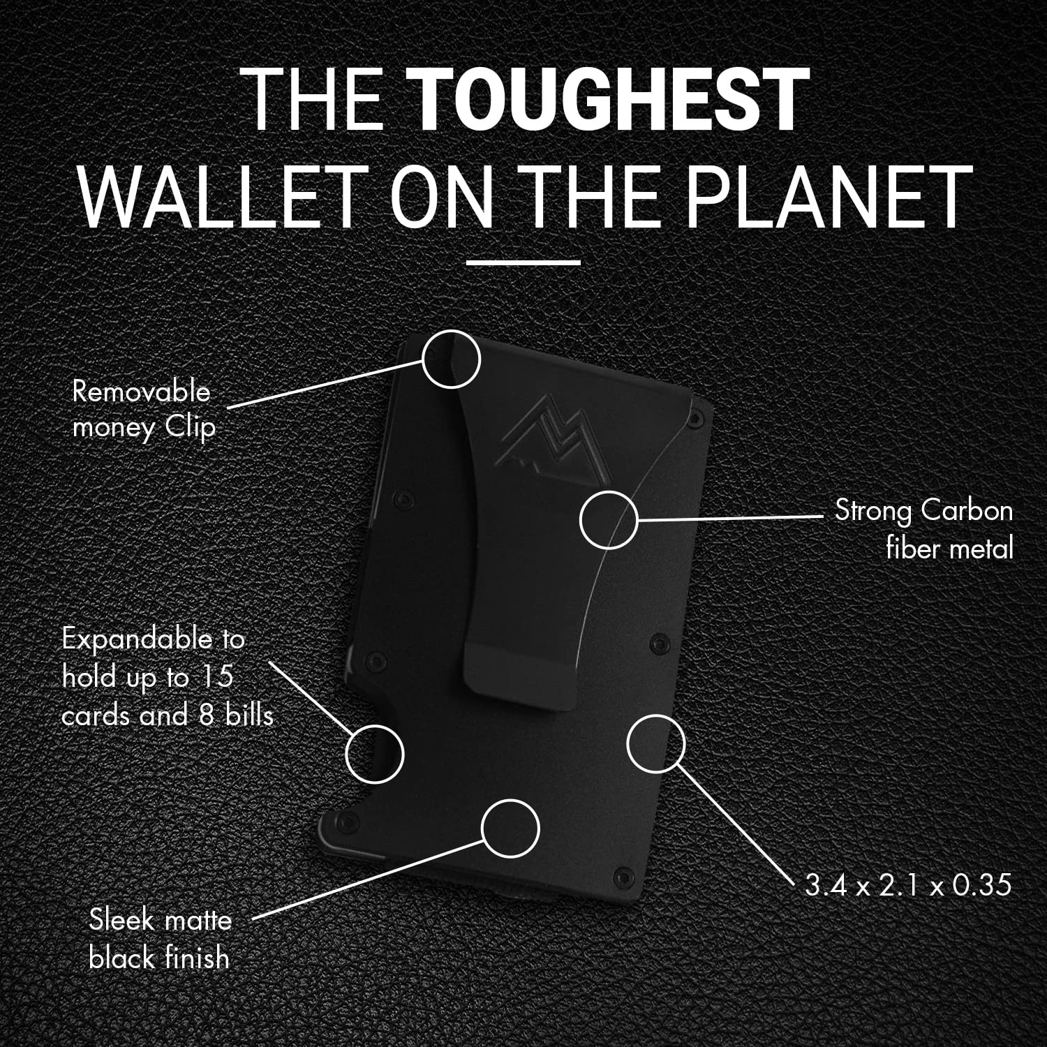 Mountain Voyage Minimalist Wallet for Men - Slim RFID Wallet I Scratch Resistant, Matte Black Credit Card Holder & Money Clip, Easily Removable Money & Cards, Mens Wallets