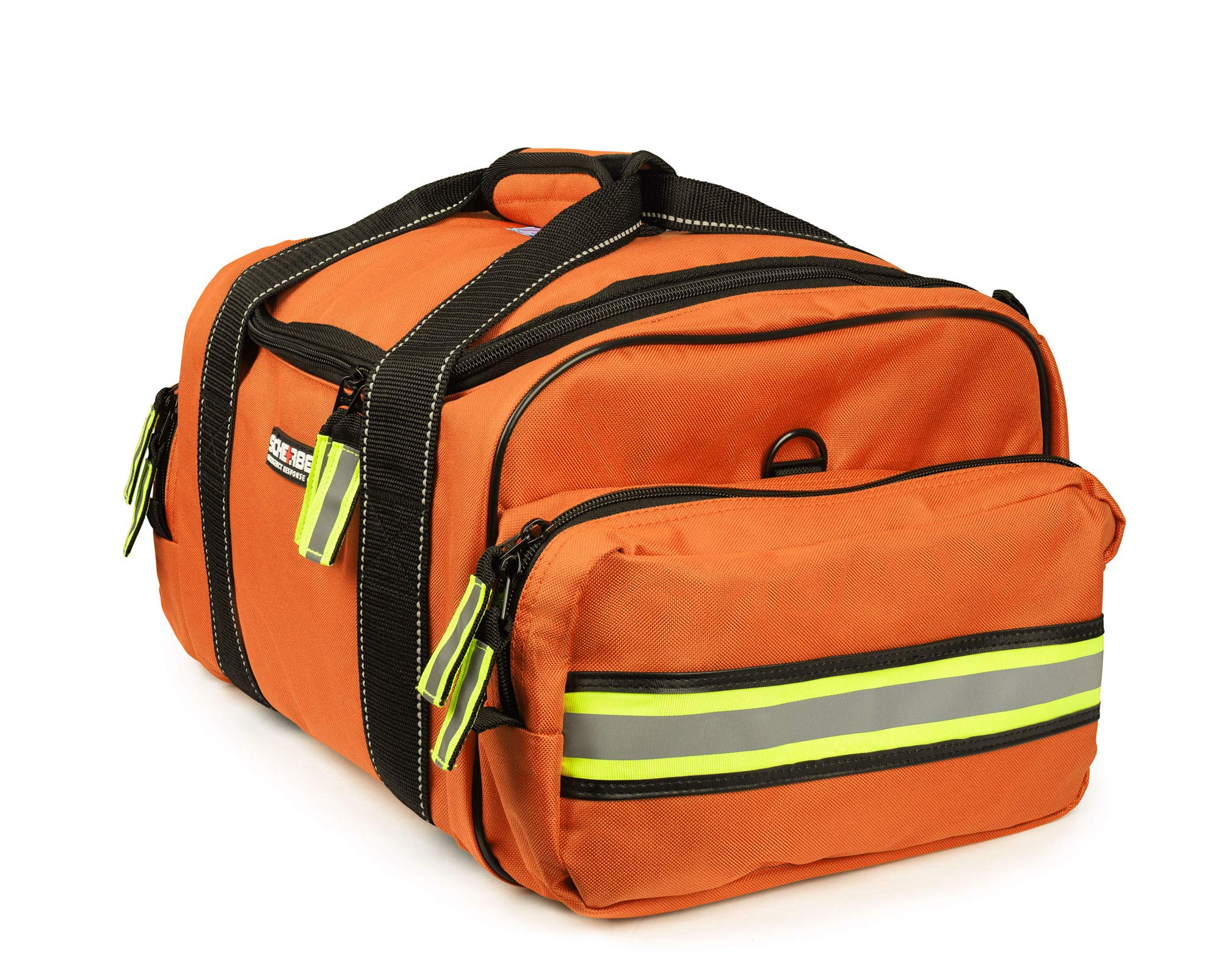 Scherber Fully-Stocked First Responder Bag | Professional EMT/EMS Trauma & Bleeding Medical Kit | HSA/FSA Approved | CAT Tourniquet, HyFin Chest Seal Israeli Bandage & 250+ First Aid Supplies (Orange)