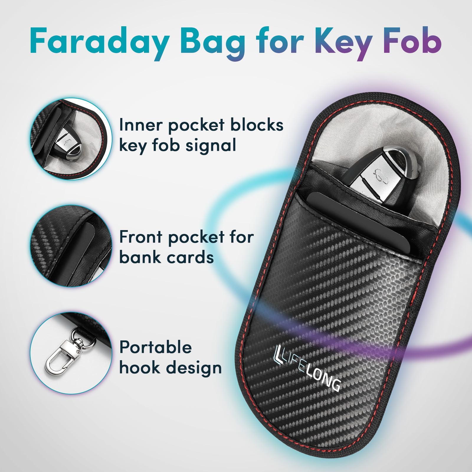 Lifelong Faraday Bags, Faraday Key Fob Protector for Laptop Smartphone Tablet Car Keys, 4 Pack Faraday Cage Anti-Theft, Faraday Bag Fireproof & Waterproof RFID Signal Blocker Pouch(Black)