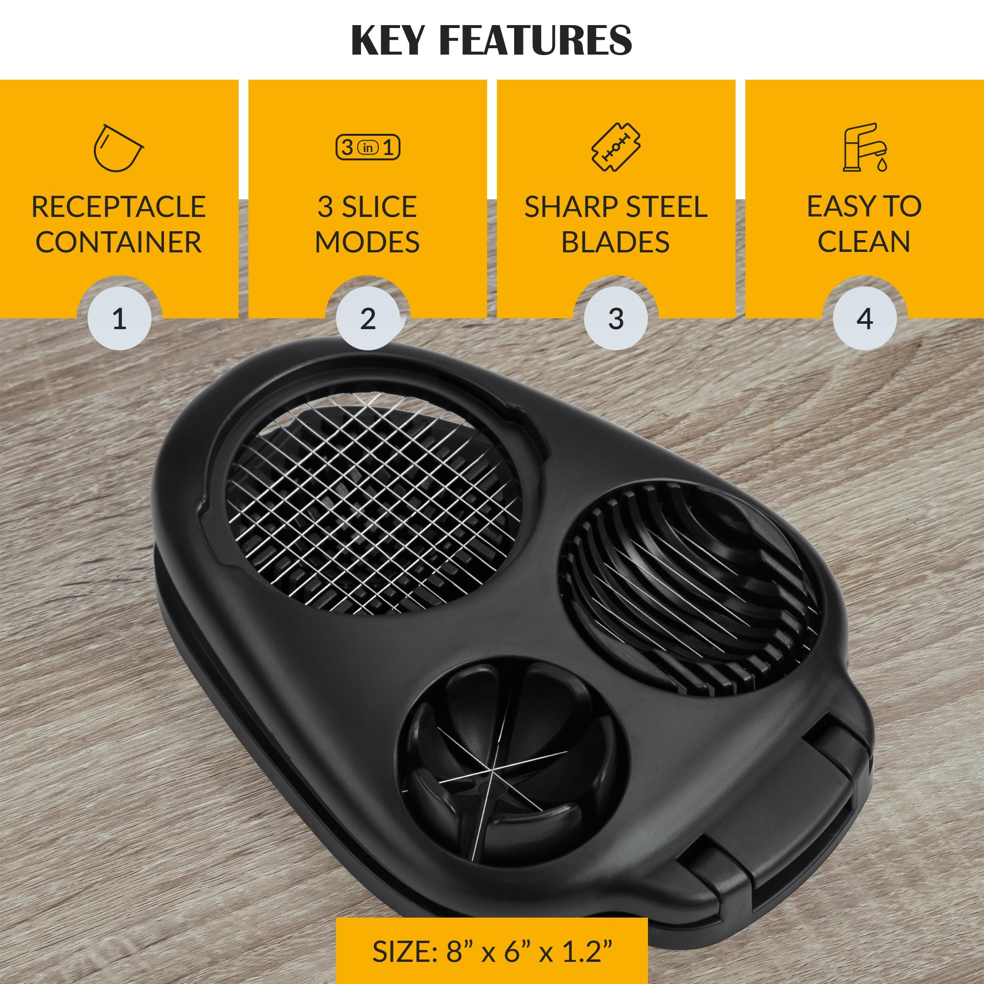 CraftyCrocodile Egg Slicer for Hard Boiled Eggs - 3 Slice Modes, Black and Clear Plastic Placemats Set of 4 - Table Protector, Bundle