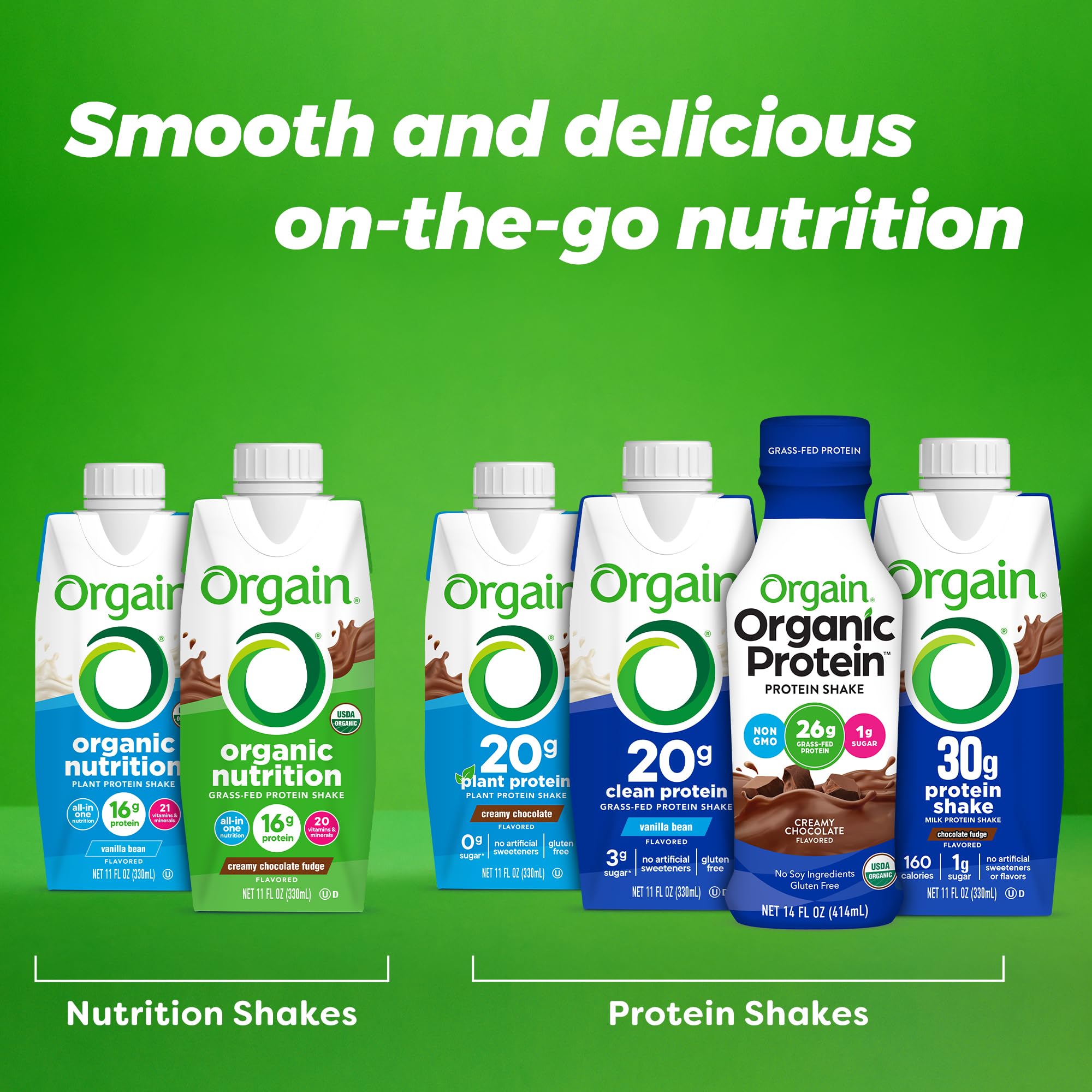 Orgain Organic Nutritional Protein Shake, Creamy Chocolate Fudge - 16g Grass Fed Whey Protein, Meal Replacement, 20 Vitamins & Minerals, Fruits & Vegetables, Gluten Free, Non-GMO, 11 Fl Oz (4 Pack)