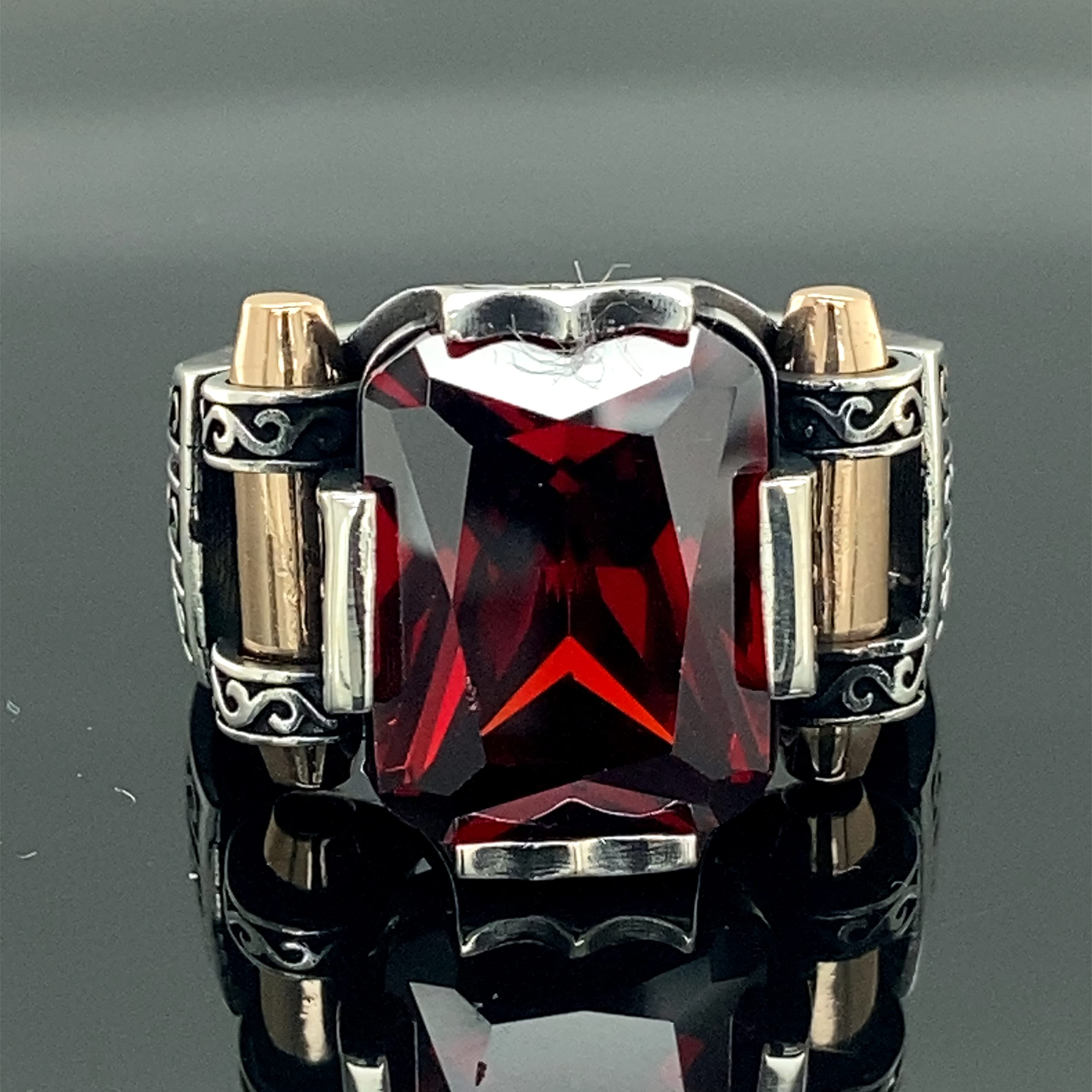 Men Handmade Ruby Stone Ring, Shiny Red Stone Ring, Ottoman Style Handmade Ring, 925k Sterling Silver Ring, Gift For Him