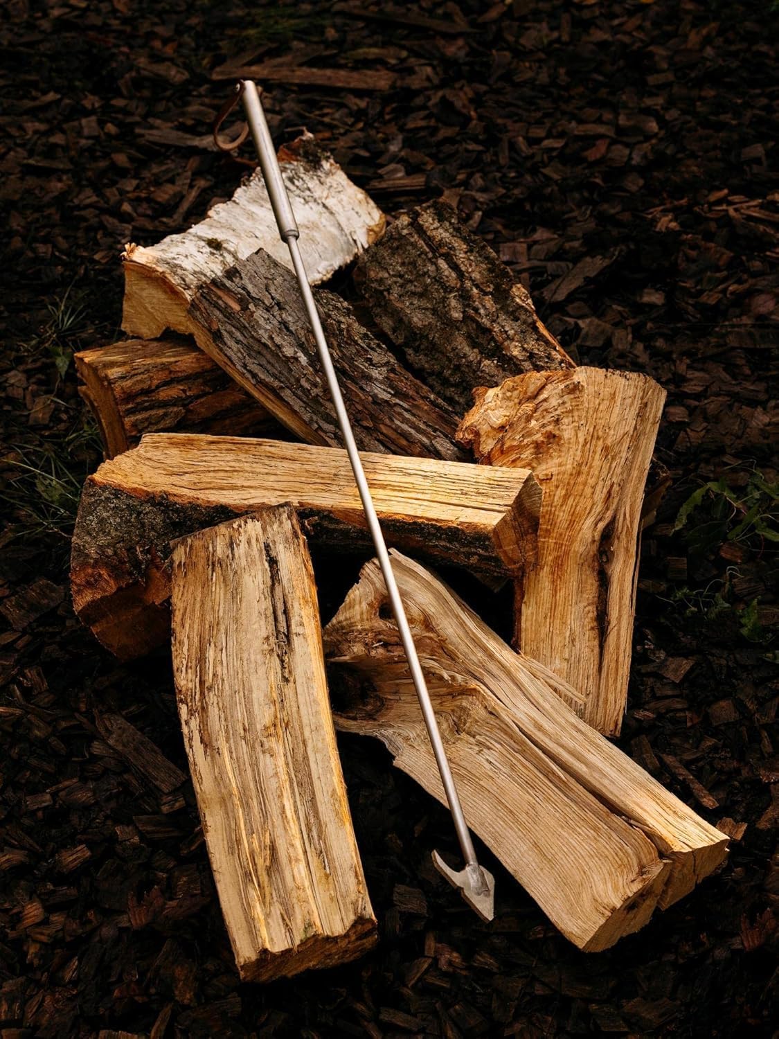 Breeo 40" Fire Pit Poker - Heavy-Duty Stainless Steel Outdoor Campfire Tool - Laser Welded Fireplace Stick with Leather Loop - Durable Camping & Fire Pit Equipment for Log Control & Grilling