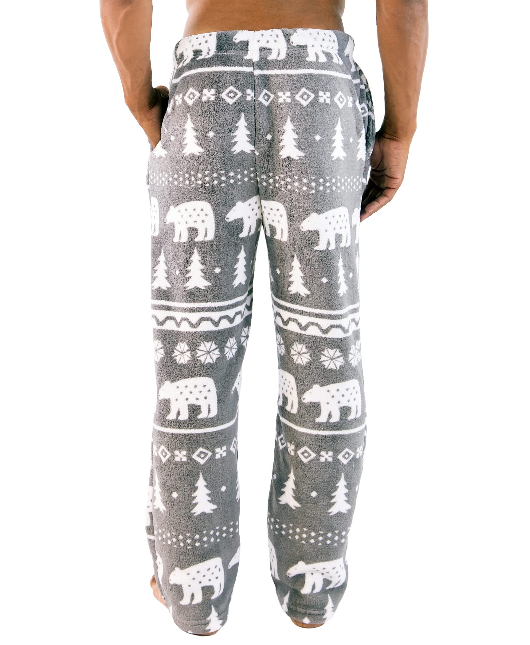 Lazy One Men's Fleece Pajama Pants, Nordic Fleece Pajama Bottoms for Men, Winter (Nordic Bear, Large)